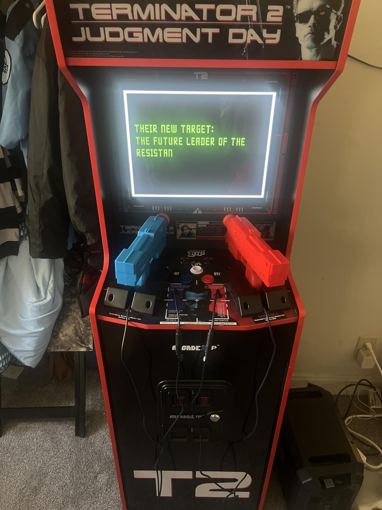 Arcade1Up Terminator 2 Deluxe Arcade Machine with Real-Feel Arcade Guns, 17