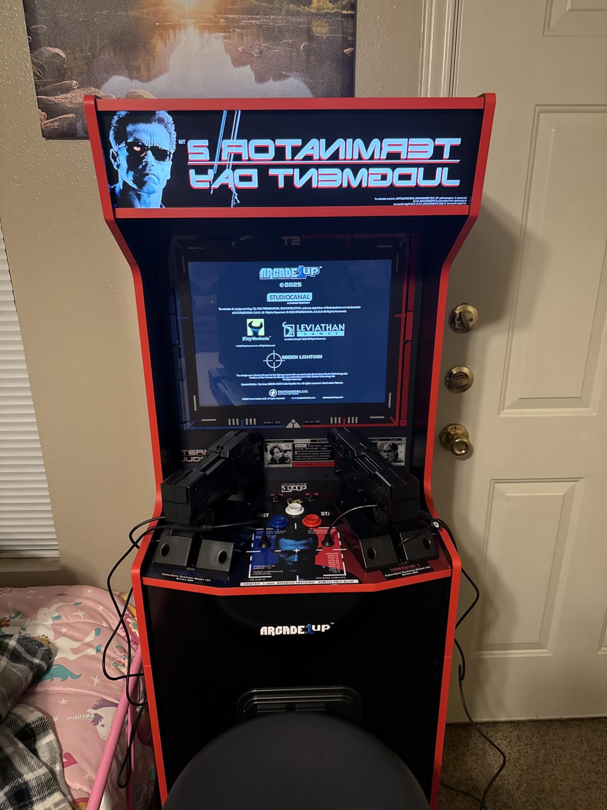 Arcade1Up Terminator 2 Deluxe Arcade Machine with Real-Feel Arcade Guns, 17