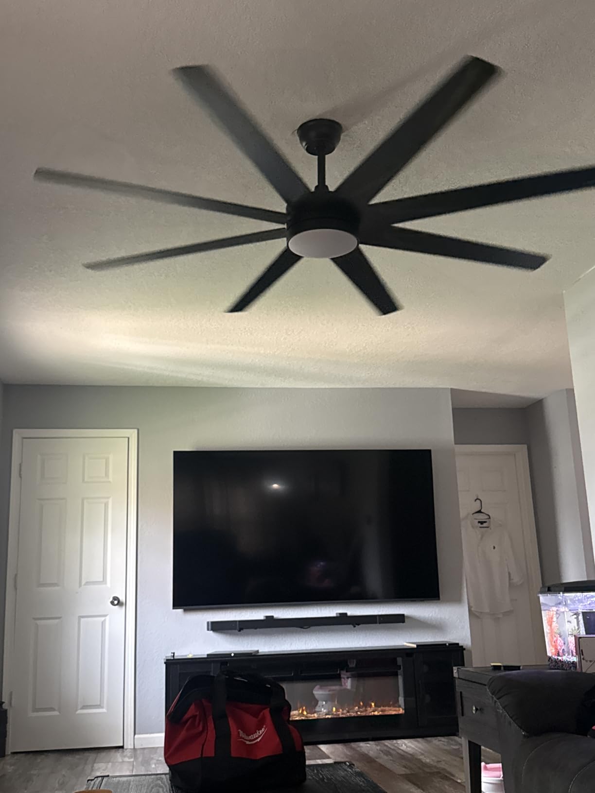 72'' Black Large Ceiling Fan with Lights for Indoor/Covered Outdoor | Remote/APP Control, 3CCT Dimmable, Quiet DC Motor, Reversible Airflow, 8 Blades Modern Big Overhead Fan for Patio Living Room customer photo 1