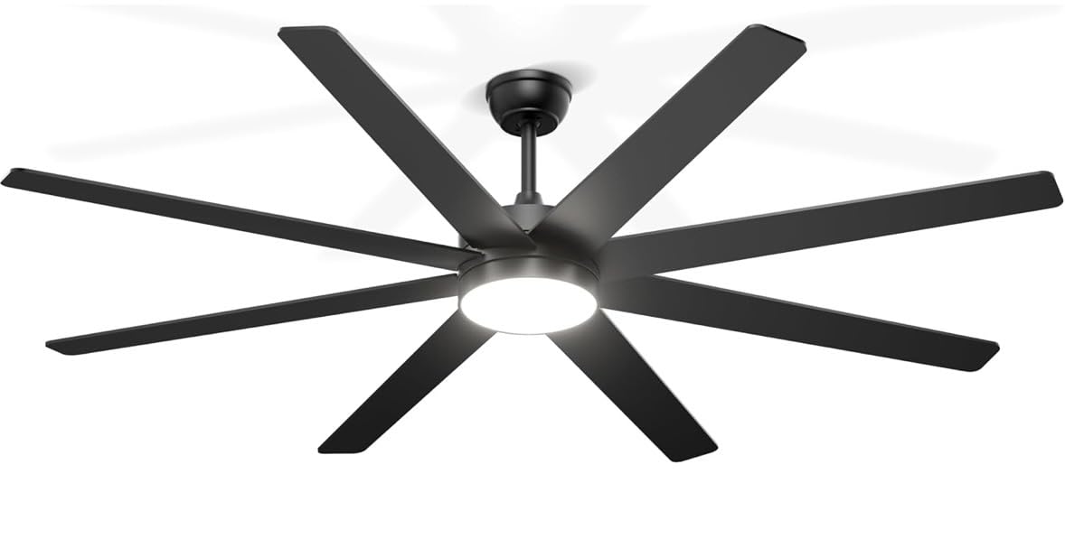 72'' Black Large Ceiling Fan with Lights for Indoor/Covered Outdoor | Remote/APP Control, 3CCT Dimmable, Quiet DC Motor, Reversible Airflow, 8 Blades Modern Big Overhead Fan for Patio Living Room customer photo 2