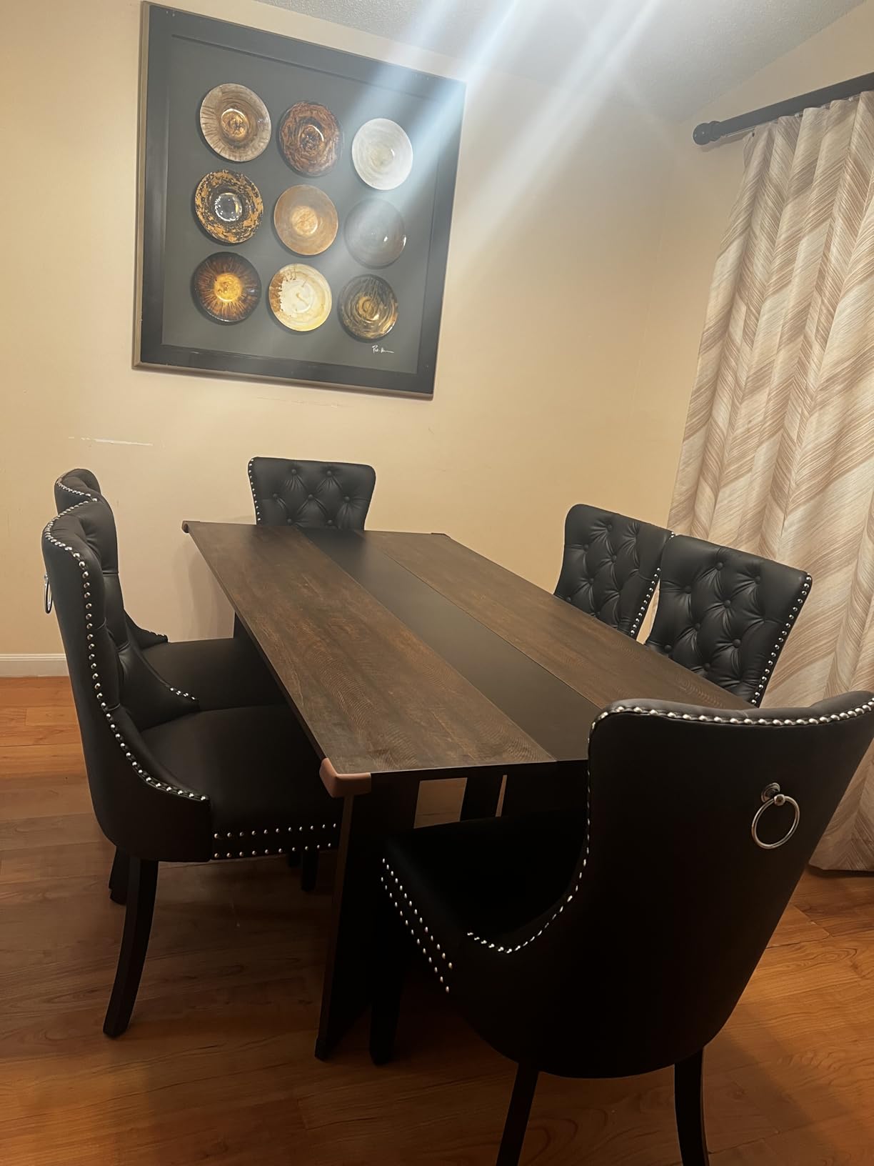 Hlivelood 94Inch Large Dining Table for 8 10 People,Wooden Rectangular Kitchen Table W/Waterproof Tabletop,Large Rectangle Furniture W/Adjustable Legs,Brown Dinner Table for Kitchen Dining Room(94IN) customer photo 1