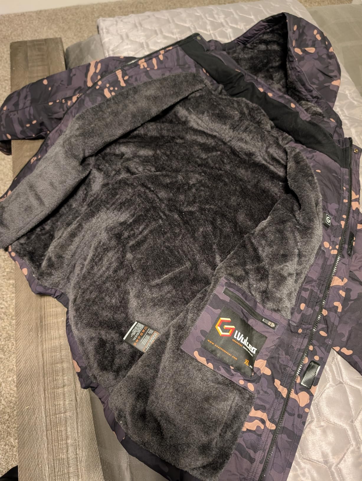 Graphene Heated Jacket for Men Fur Lined with Large Capacity Battery Pack customer photo 1
