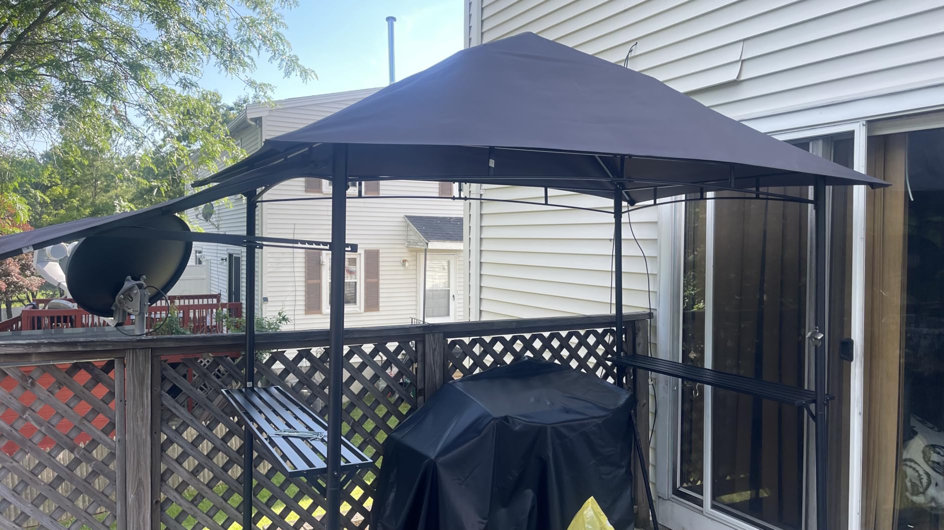 VEVOR Grill Gazebo, 11x5 ft BBQ Gazebo with Extra Awning, Double-Tiered Outdoor Grill Shelter, Thickened Support Legs, Powder-Coated Steel Grilling Canopy with Side Shelves, Bottle Opener & Hooks customer photo 2