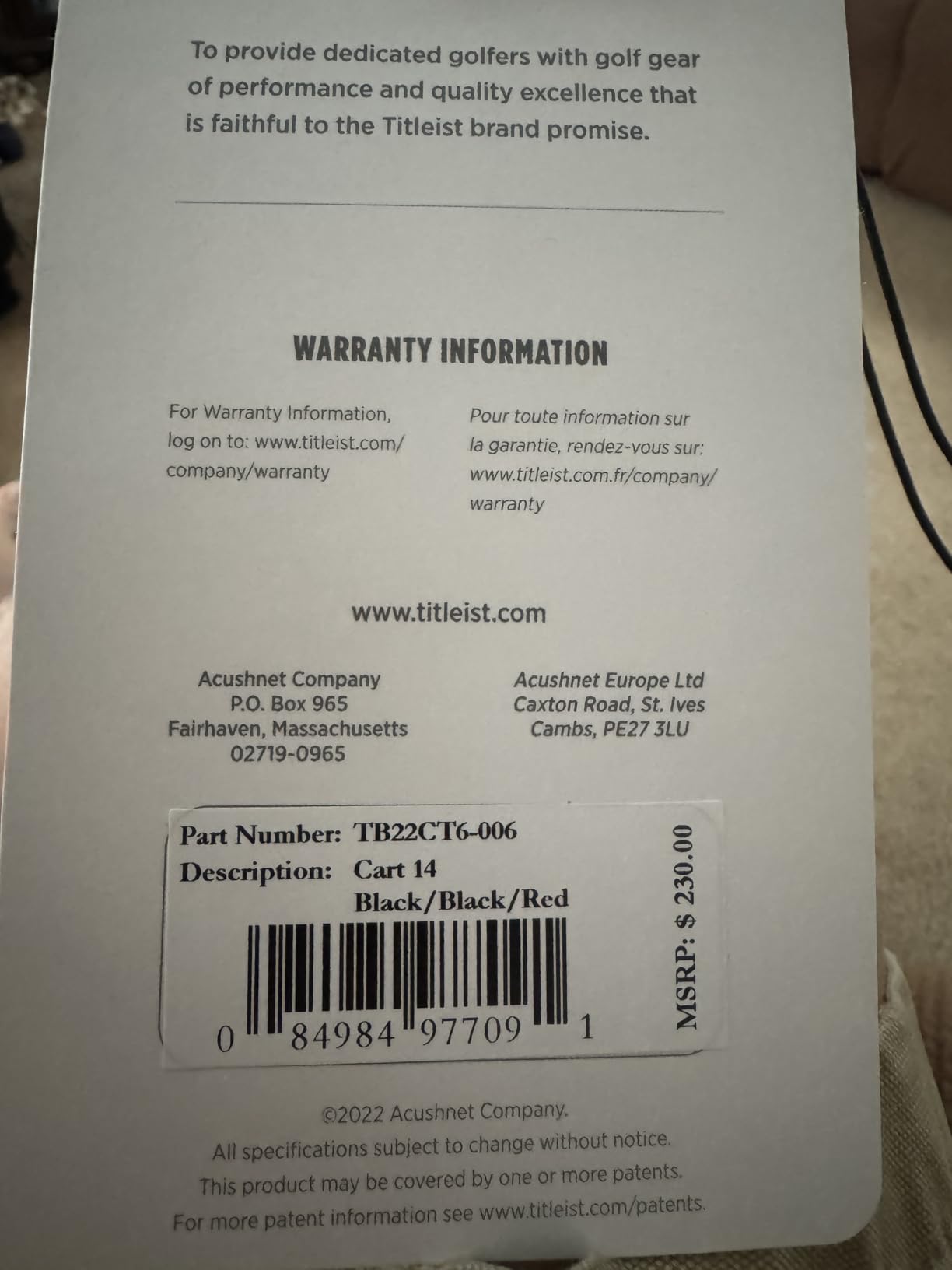 Titleist Cart 14 Golf Bag customer photo 2