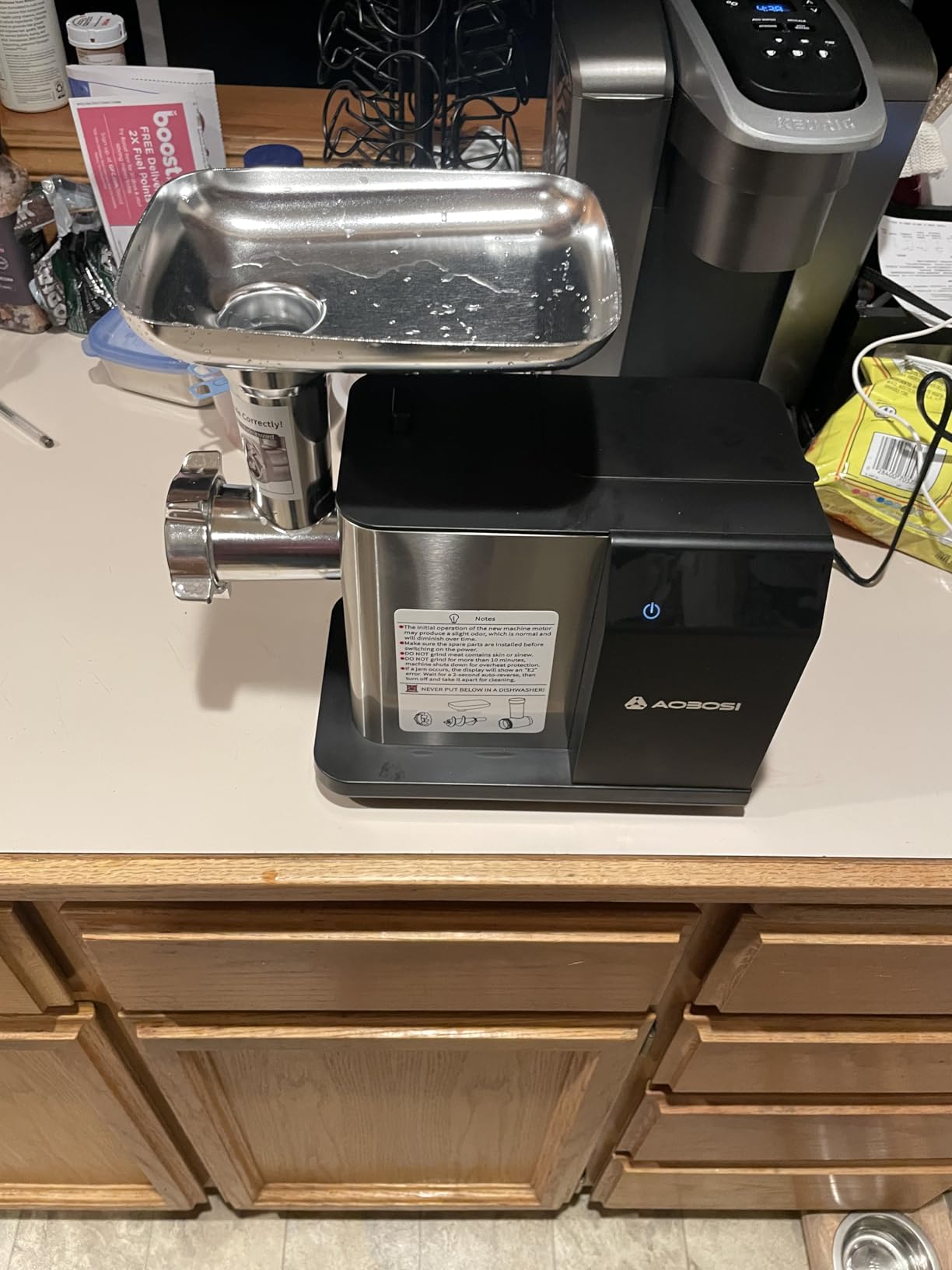 AAOBOSI Multifunctional Digital Meat Grinder Electric 3000W Max | 9 Touch Screen Presets, Auto-Reverse & Built-in Storage -Grinding, Sausage & Kibbe & Grate Cheese Making for Home Use customer photo 1