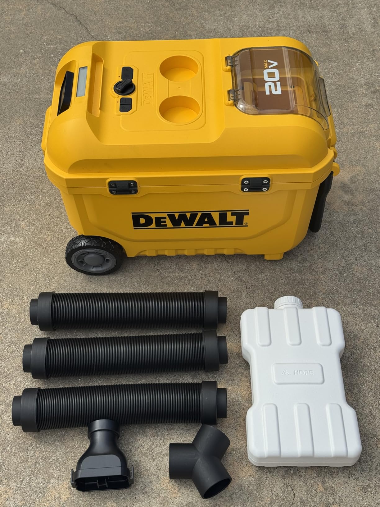 DEWALT Evaporative Air Cooler Portable Air Conditioner DXACN01B (Tool Only) | 8 Gal Ice Chest with Digital Display & Turbo Cool to 53.6°F 3-Speed Settings Battery Powered Swamp Cooler customer photo 1