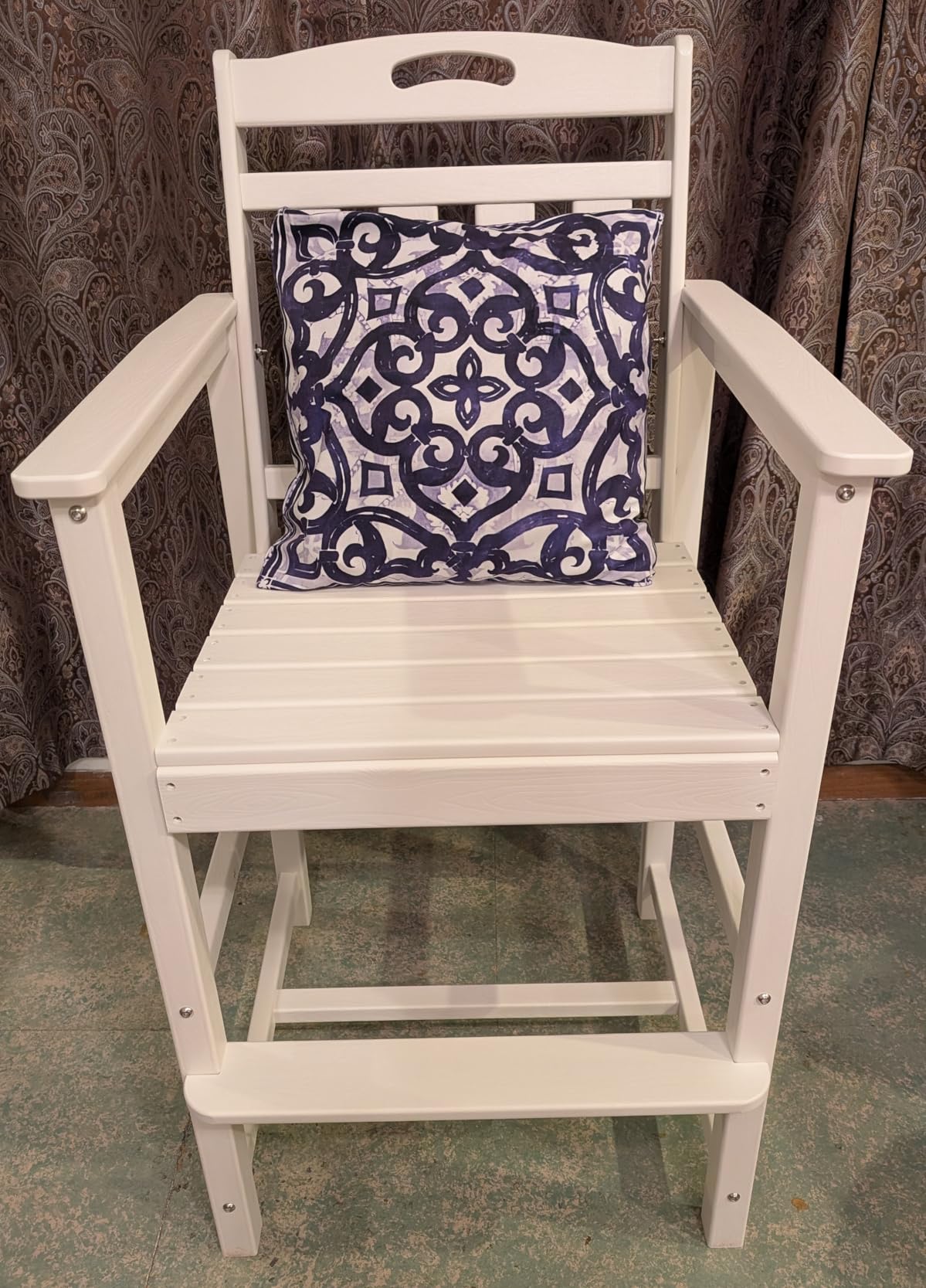 Bar Height Adirondack Chair, All-Weather HDPE, Teak | High Back & Wide Seat | 380lbs Capacity | Heavy-Duty | Tall Stool | Outdoor/Deck/Balcony/Poolside/Bars customer photo 1