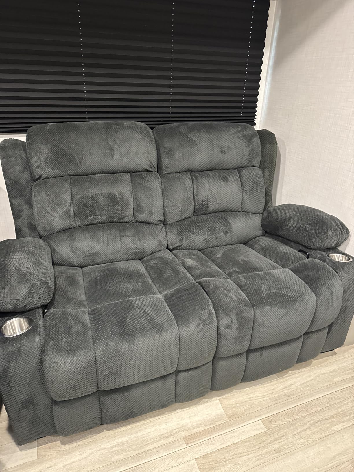 RV Loveseat Recliner Sofa, Reclining Loveseat Home Theater Seating with USB Ports, Cup Holders, Insert Pockets, Wall Hugger RV Recliners for Movie Room, Recline Movie Seats Gaming Sofa customer photo 1