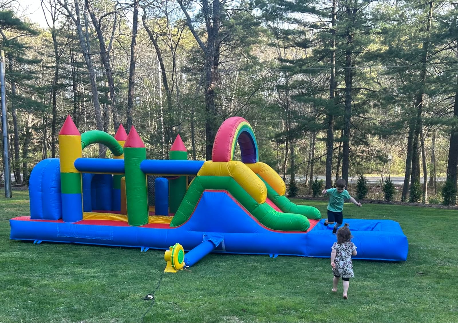 30FT Commercial Bounce House for Kids Adults (700lbs Capacity) (0.45mm Heavy Duty PVC) Inflatable Obstacle Course with Splash Pool/Double Water Slide/1100W Blower, Backyard Outdoor Party 30x8x8.2FT customer photo 2