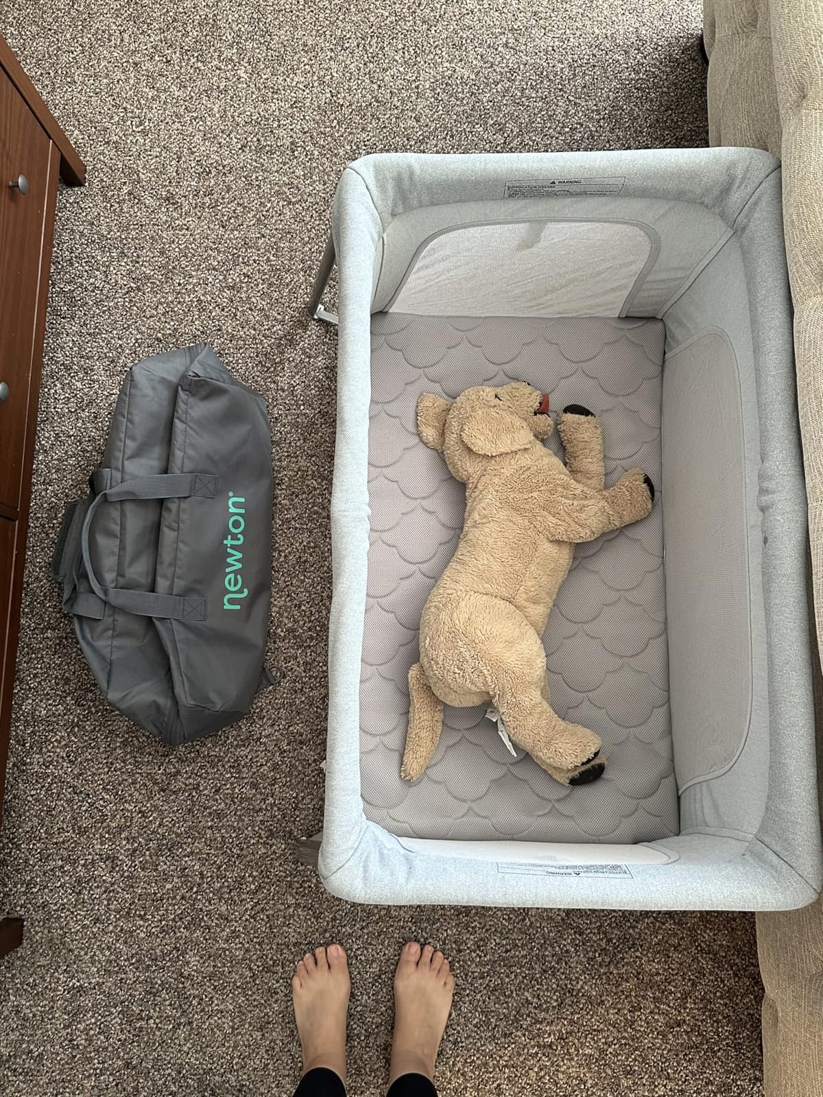 Newton Baby Compact Travel Crib & Play Yard, Carry-On Size - Sand | Compact Travel Crib, Foldable, Backpack Straps, Breathable & Washable Mattress customer photo 1
