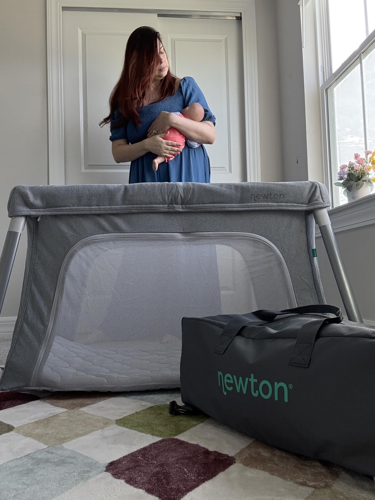 Newton Baby Compact Travel Crib & Play Yard, Carry-On Size - Sand | Compact Travel Crib, Foldable, Backpack Straps, Breathable & Washable Mattress customer photo 2