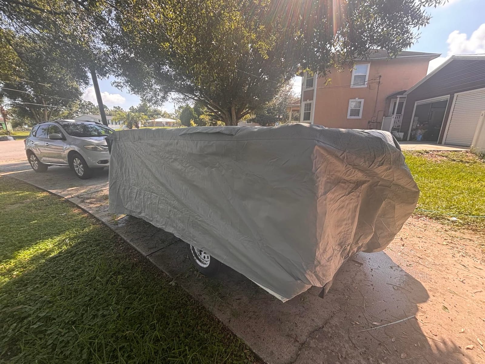 Umbrauto Truck Camper RV Cover Fits 8-10ft: Waterproof Cabover Camper Cover, Upgraded 7 Layers Slide-in Camper Cover, Windproof Straps, Adhesive Patch for All Seasons customer photo 2