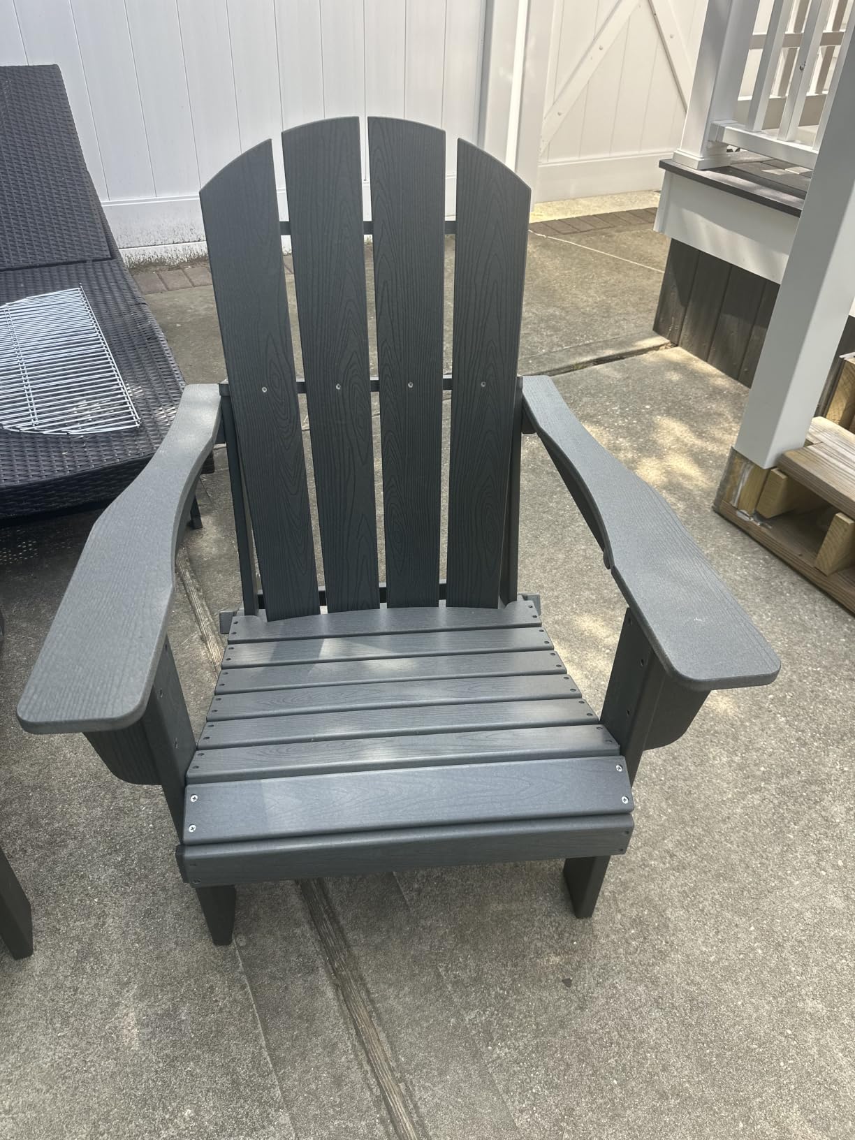 Outdoor Adirondack Chair Set of 4 with 2 Cup Holders, Foldable, Grey | HDPE Composite, Waterproof, Wood Grain, Cup & Phone Holder, Suitable for Garden, Patio, Backyard customer photo 2