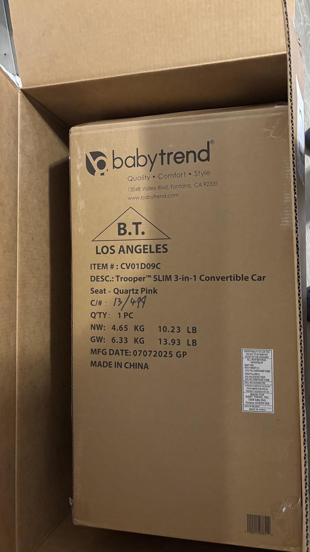 Baby Trend Trooper Slim 3-in-1 Convertible Car Seat, Dash Grey - Slim Fit, 3-in-1 Growth Modes, Lightweight Design, Adjustable Comfort Padding customer photo 1