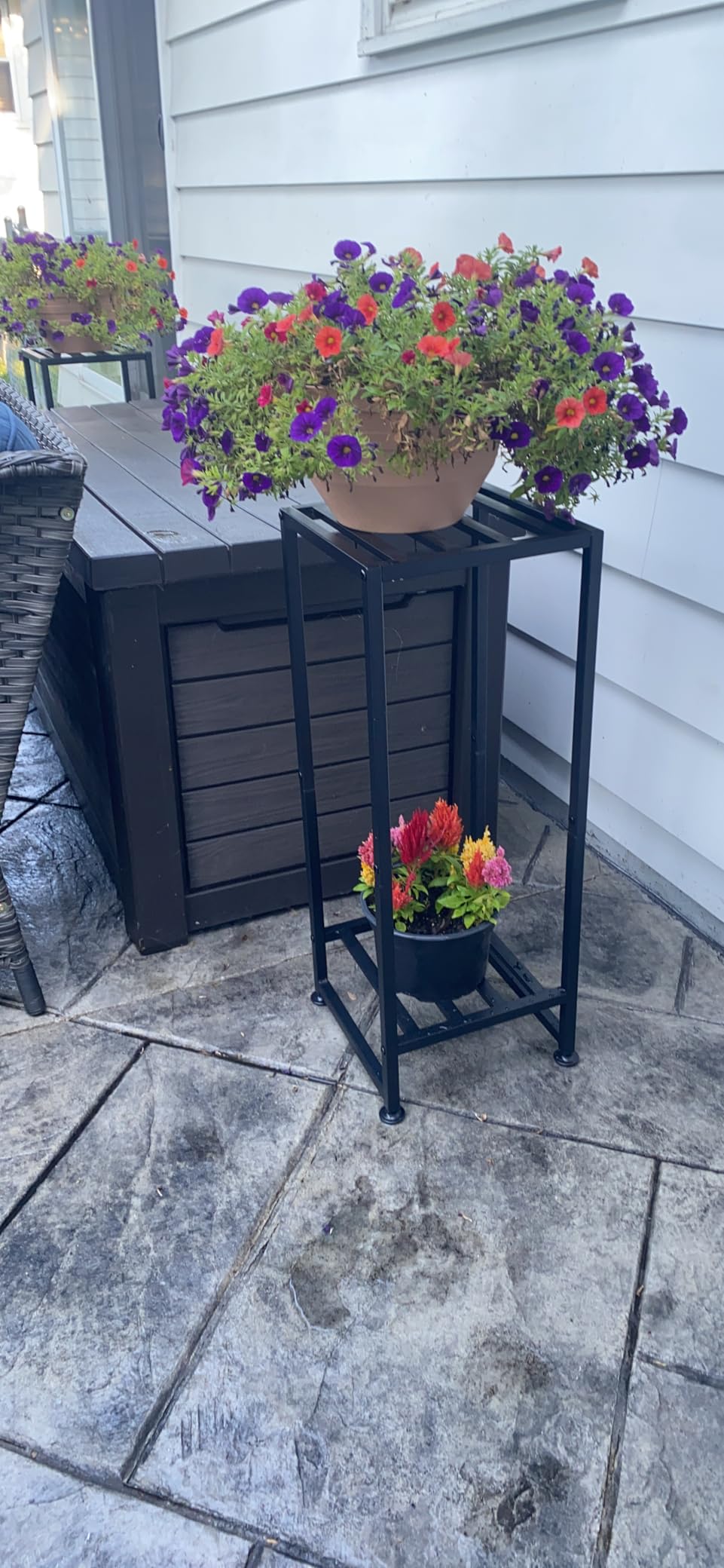 Plant Stand Indoor Outdoor, 41'' Tall Wrought Iron Plant Stands, Heavy Duty | 2 Tier Metal Pedestal Stand Decorative Flower Stand for Patio Garden Deck Living Room customer photo 1