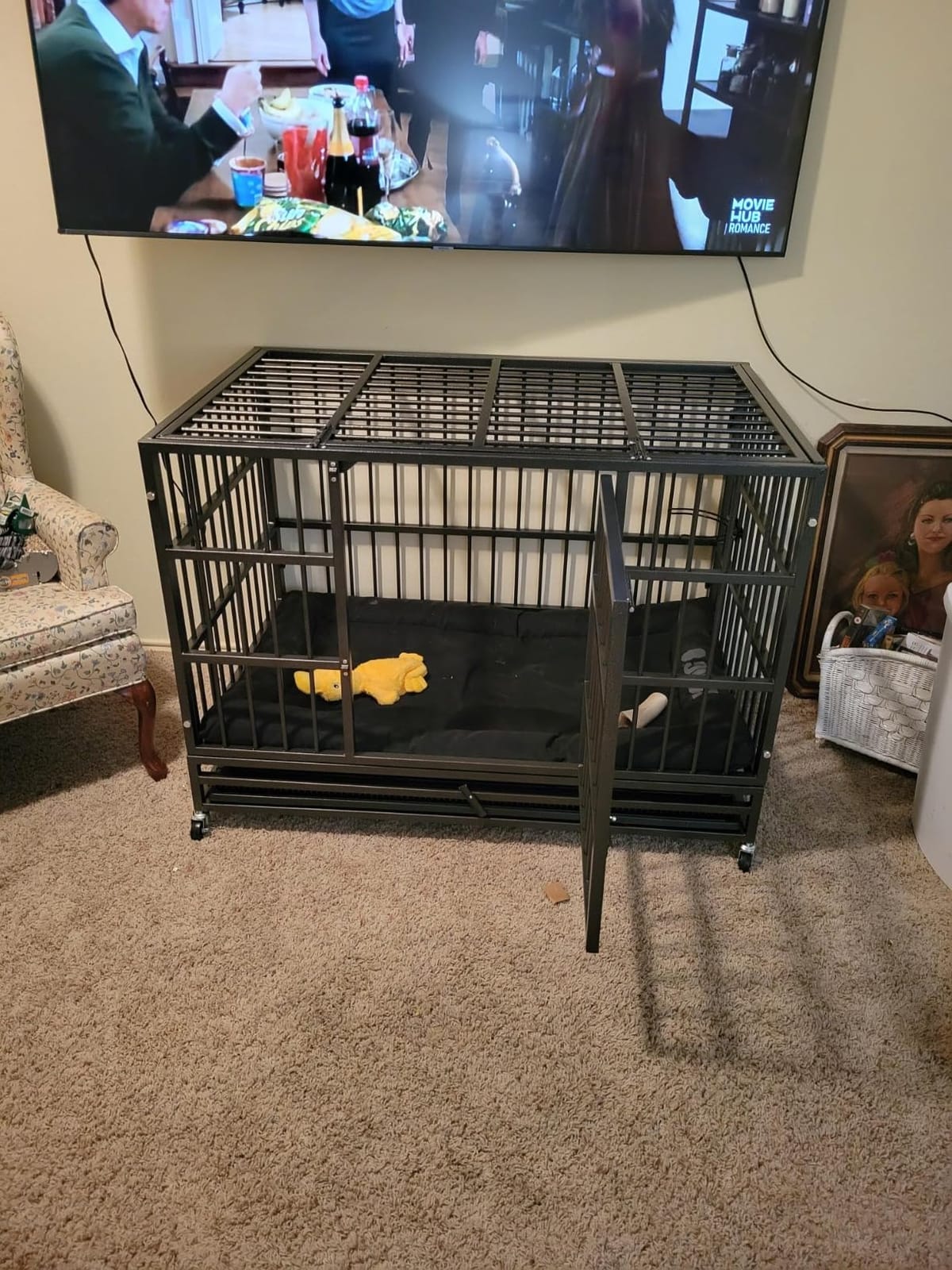 LEMBERI 48 inch Heavy Duty Indestructible Dog Crate, High Anxiety Extra Large Dog Cage for Large Dogs, XL Steel Escape Proof Dog Kennel with Wheels and Removable Tray (Black, 47.2 * 30.7 * 34.6 inch) customer photo 2