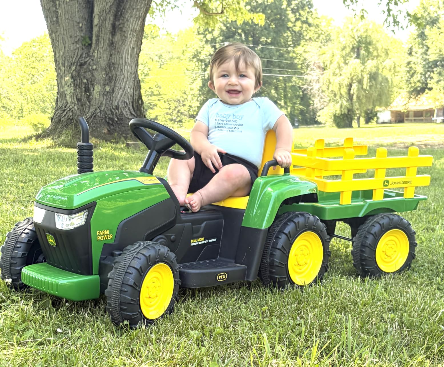 Peg Perego John Deere Farm Power 12 Volt Ride-on Tractor and Trailer with Remote Control customer photo 1