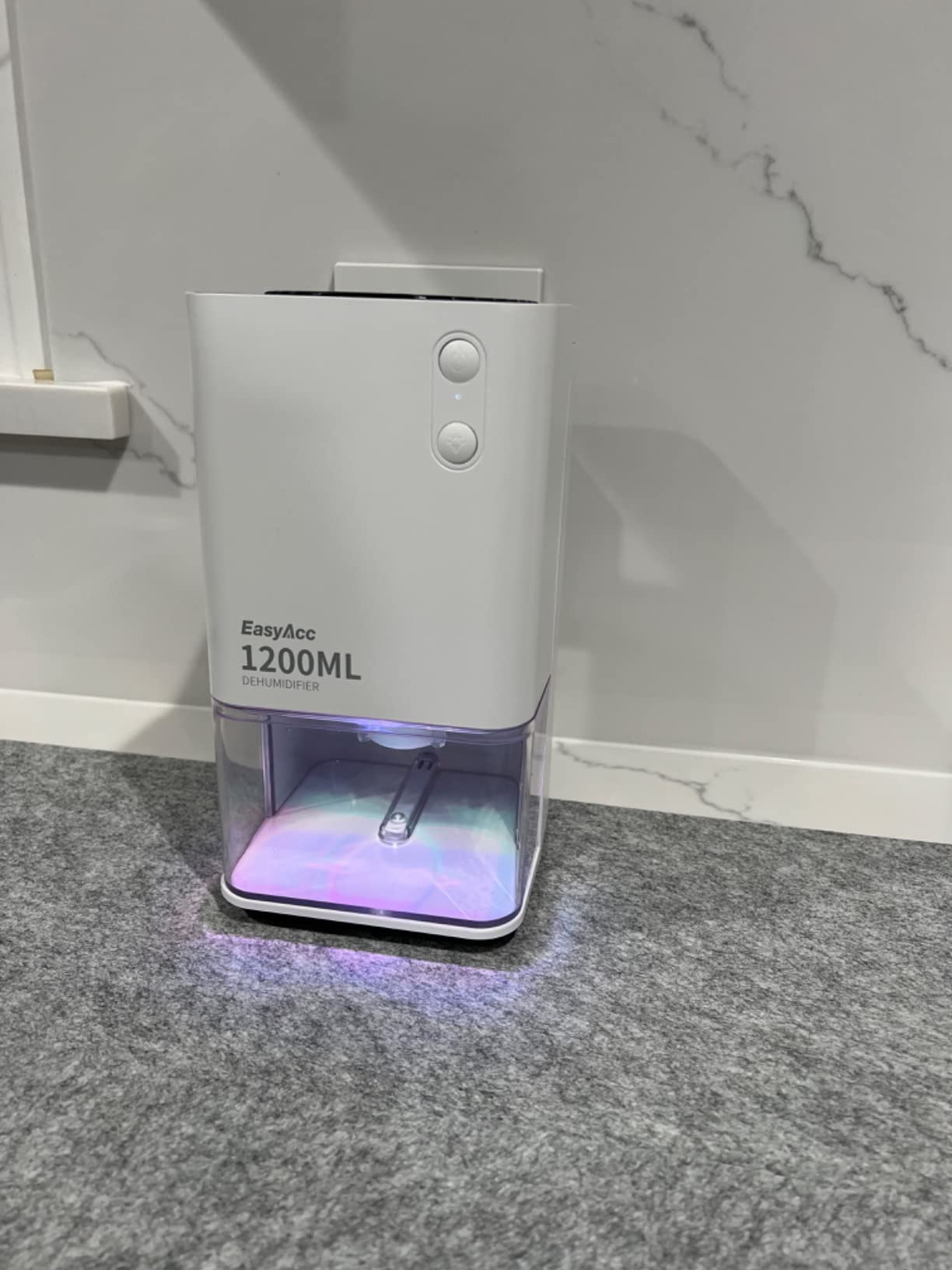 EasyAcc Small Dehumidifier for Bathroom, 68 OZ Dehumidifier for RV with Auto Shut Off, Removes Up to 40 OZ/Day, Quiet Portable Dehumidifier with 7 Color LED Light, Auto Defrost for Bedroom Closet customer photo 2