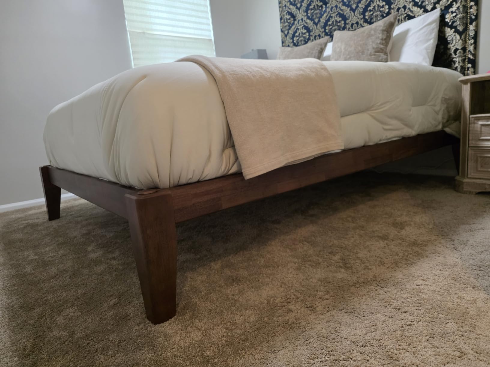 Thor Premium Solid Wood Bed Frame Queen, Japanese Joinery Bed Frame with Wood Slat Support, Platform Bed, No Box Spring Needed, Easy Assembly, Minimalist & Modern Style (Walnut) customer photo 1