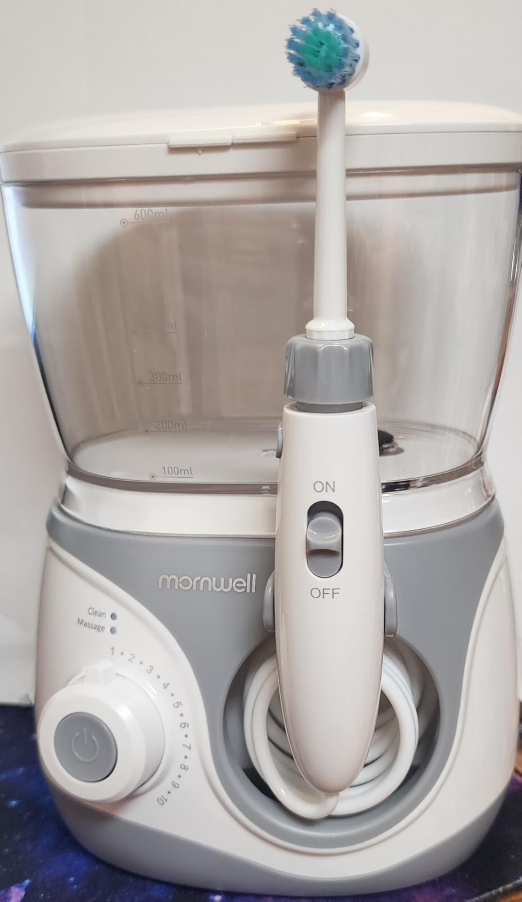 Mornwell Water Dental Flosser for Teeth, 2 Modes and 10 Adjustable Pressure Oral Irrigator for Braces, 8 Multi-Functional Tips for Family, Multiple Users, Home Use, White customer photo 1
