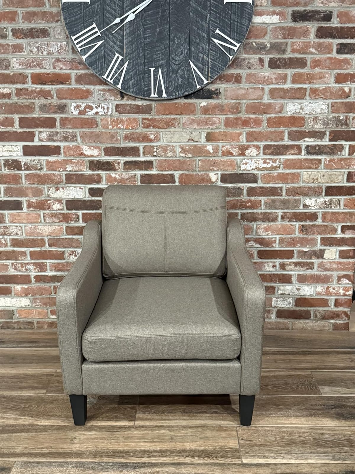 Upholstered Accent Chair with Foldable Side Table for Living Room | 2 Side Pockets, Modern Linen Armchair Wooden Fabric Chairs for Living Room, Comfy Reading for Bedroom/Office customer photo 2