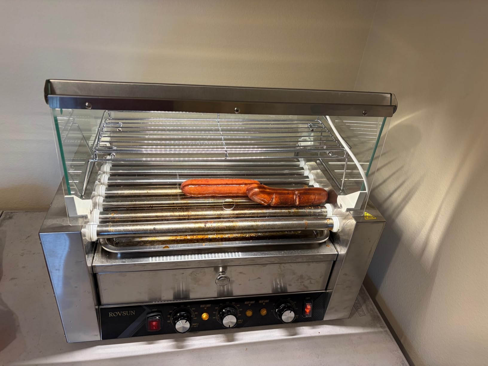 ROVSUN Hot Dog Cart for 5-7 Rollers Hot Dog Machine w/Storage Bin & Shelves, Heavy-Duty Steel Mobile Stand for Concession Stands, Fairs, Events customer photo 2