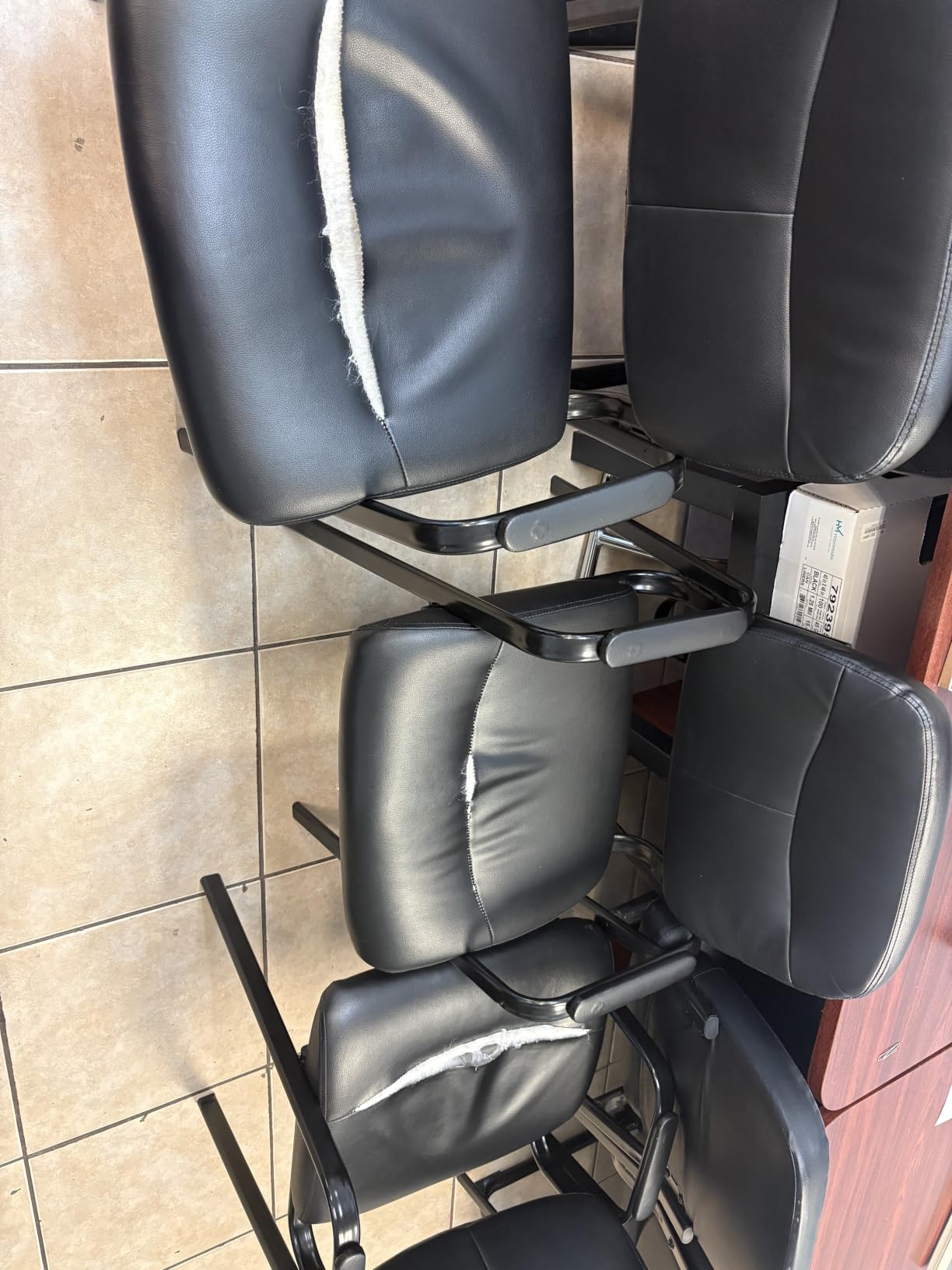 Sweetcrispy Waiting Room Chairs Set of 4, Office Guest Chairs No Wheels | Leather Padded Arms, Stationary Reception, Conference, Lobby Table, Elderly, Side Salon, Clinic, Inky customer photo 2