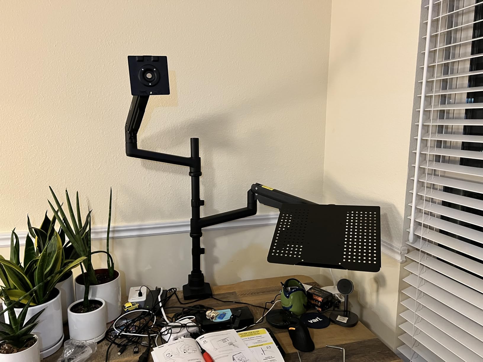 VIVO Pneumatic Arm Ultrawide Monitor Extra Tall Desk Mount for Up to 49 inch Screens and Laptop Tray for Up to 17 inch Notebooks, Holds Ultra-Wides Up to 44 lbs, Black, STAND-V120K-L customer photo 1