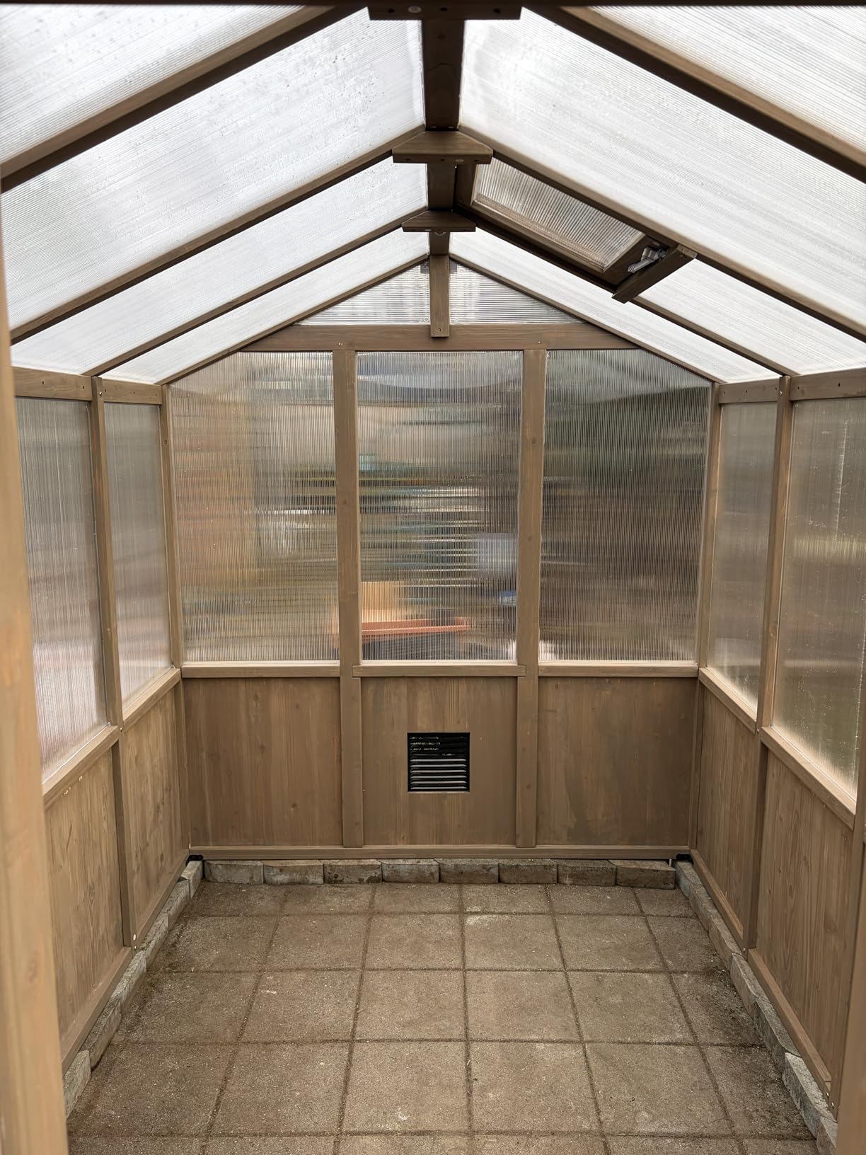 Aoxun 6x8 FT Wooden Greenhouse for Outdoors, 6MM Thick Polycarbonate Panel, Walk-in Green House Kit with Adjustable Roof Vent and Lockable Door, Heavy Duty Cedar Greenhouse, Backyard Garden, Natural customer photo 2