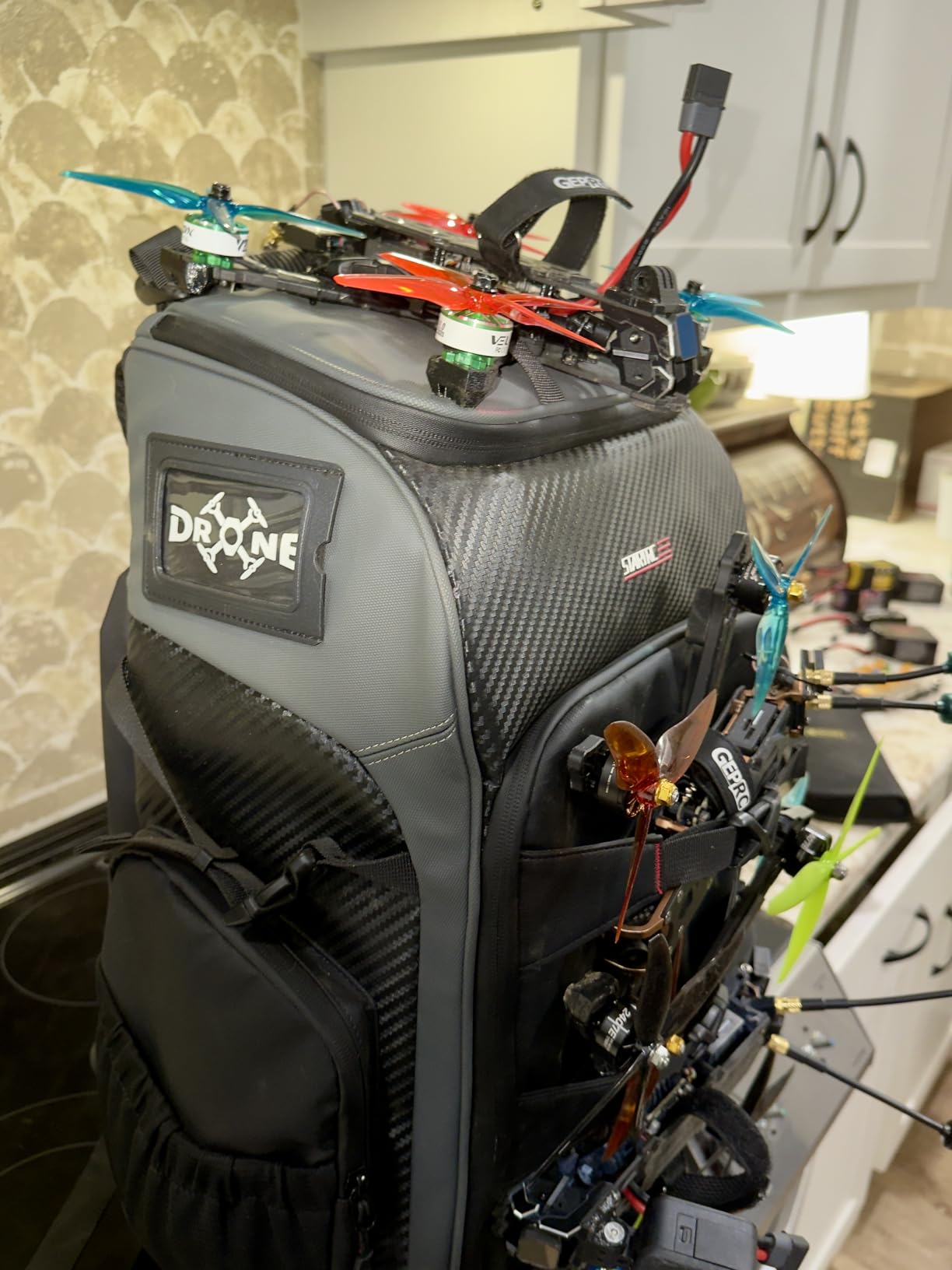 FPV Drone Backpack -40L Ultimate All-in-One Professional Travel Camera Case for FPV Racing Quadcopter/DJI Drone/Tripod/15.6