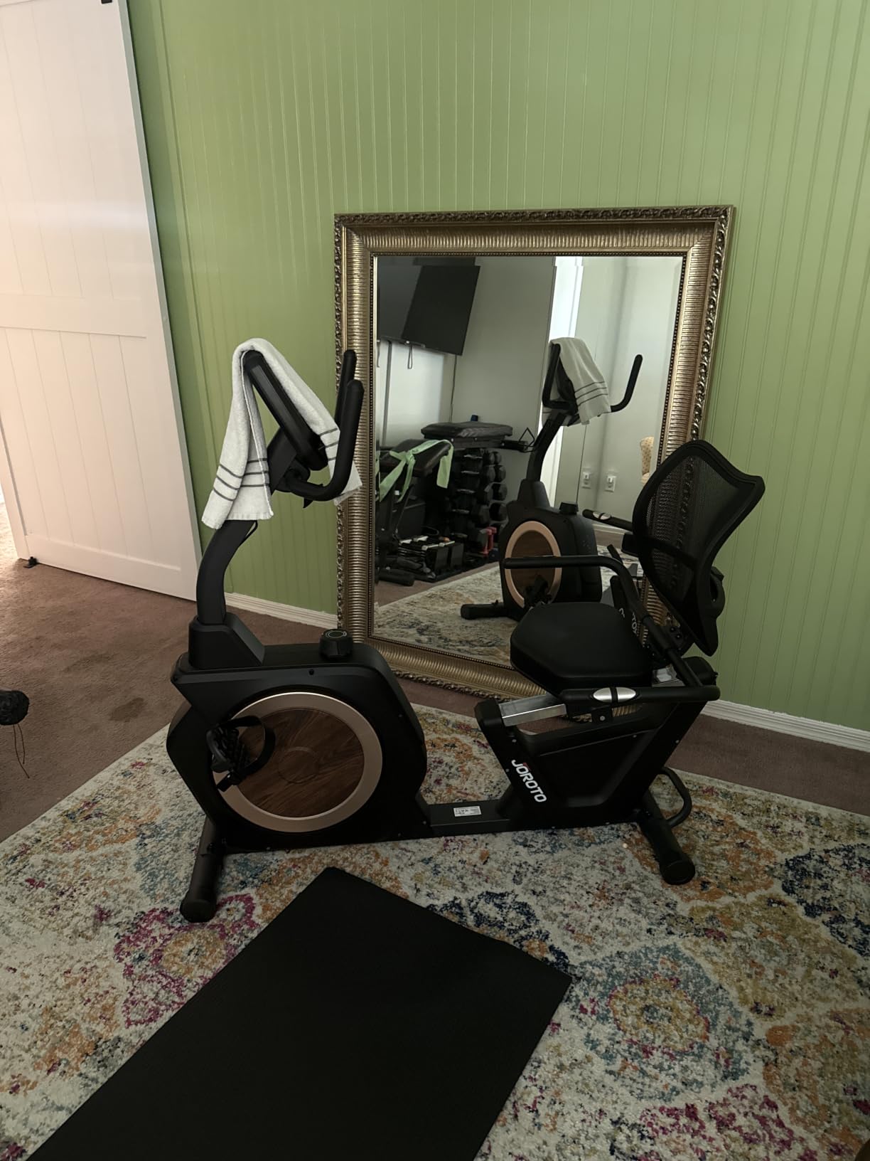 JOROTO Recumbent Exercise Bike for Seniors Adults with 400LBS, Smart App | Low-Impact Exercise Bike 16 Magnetic Resistance, Wide Cushioned Seat, Back Support and Backlit LCD, Heart Rate Monitoring customer photo 1