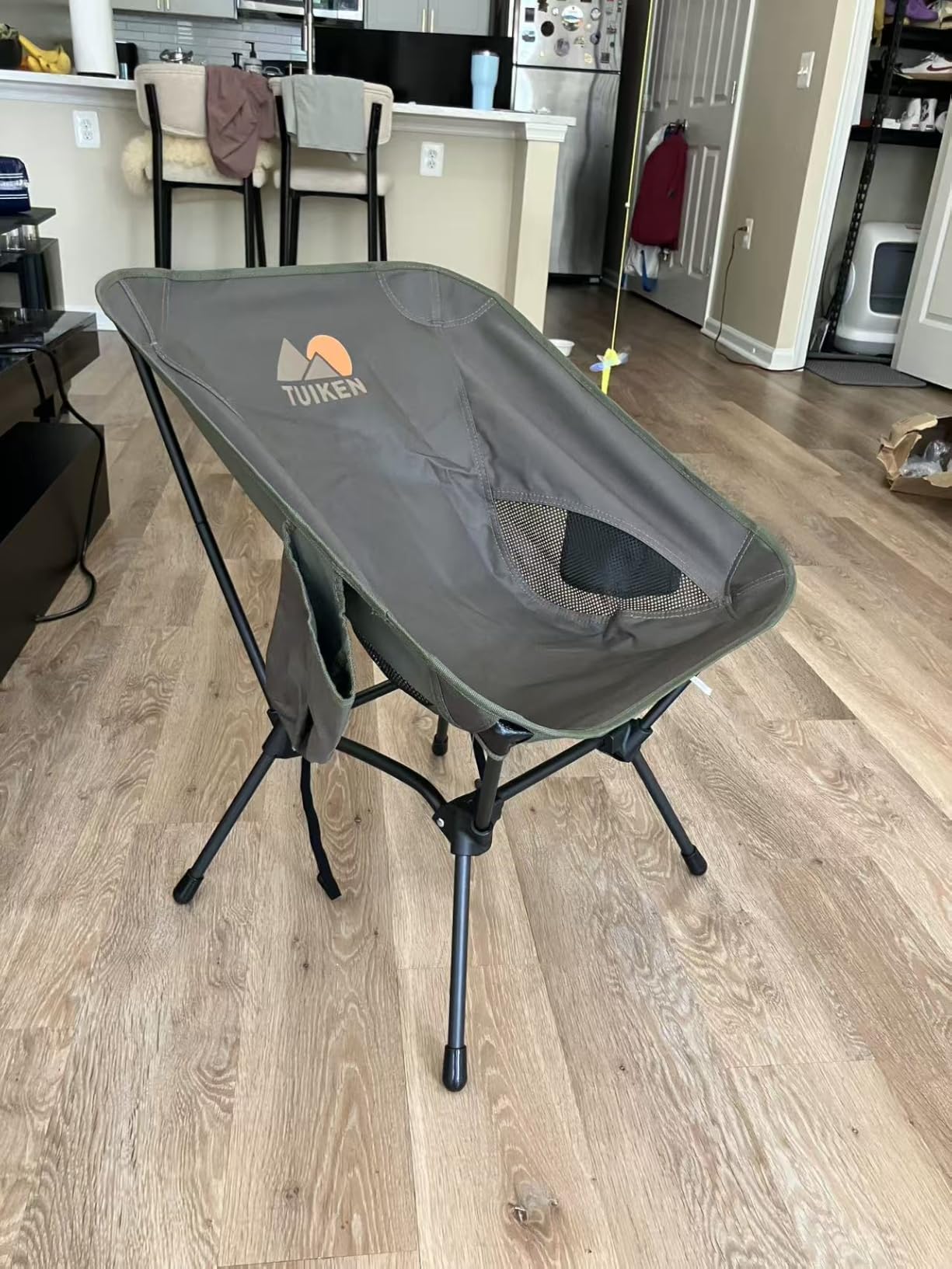Ultralight Camping Chair Backpacking Chair, Portable Camp Chair with Cup Holder & Storage Bag, Lightweight Compact Folding Chair for Hiking, Travel, Picnic Mountaineering (Light Brown) customer photo 2