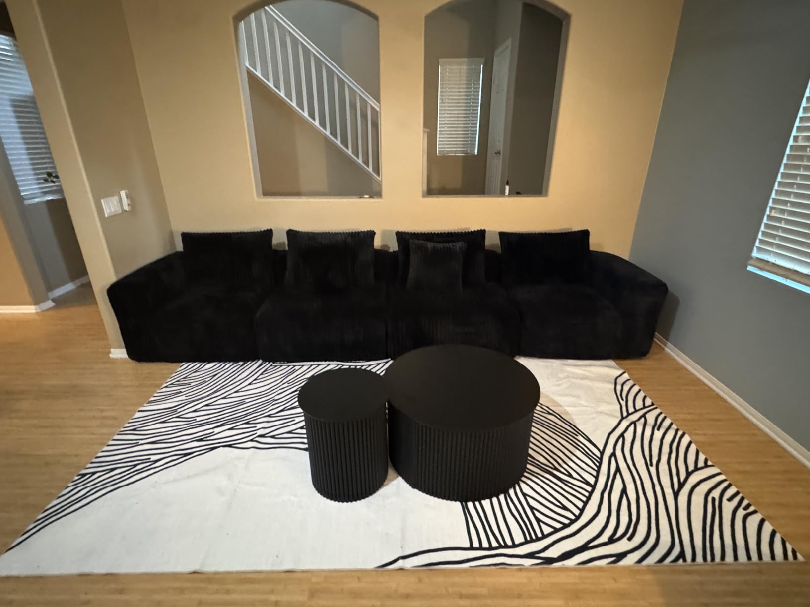 Fluted Round Nesting Coffee Table Set of 2 Circle Center Table Living Room | Mid Century Modern Wood Coffee Tables and End Table Set, Minimalist Center Tables for Living Room, Office(Black) customer photo 2