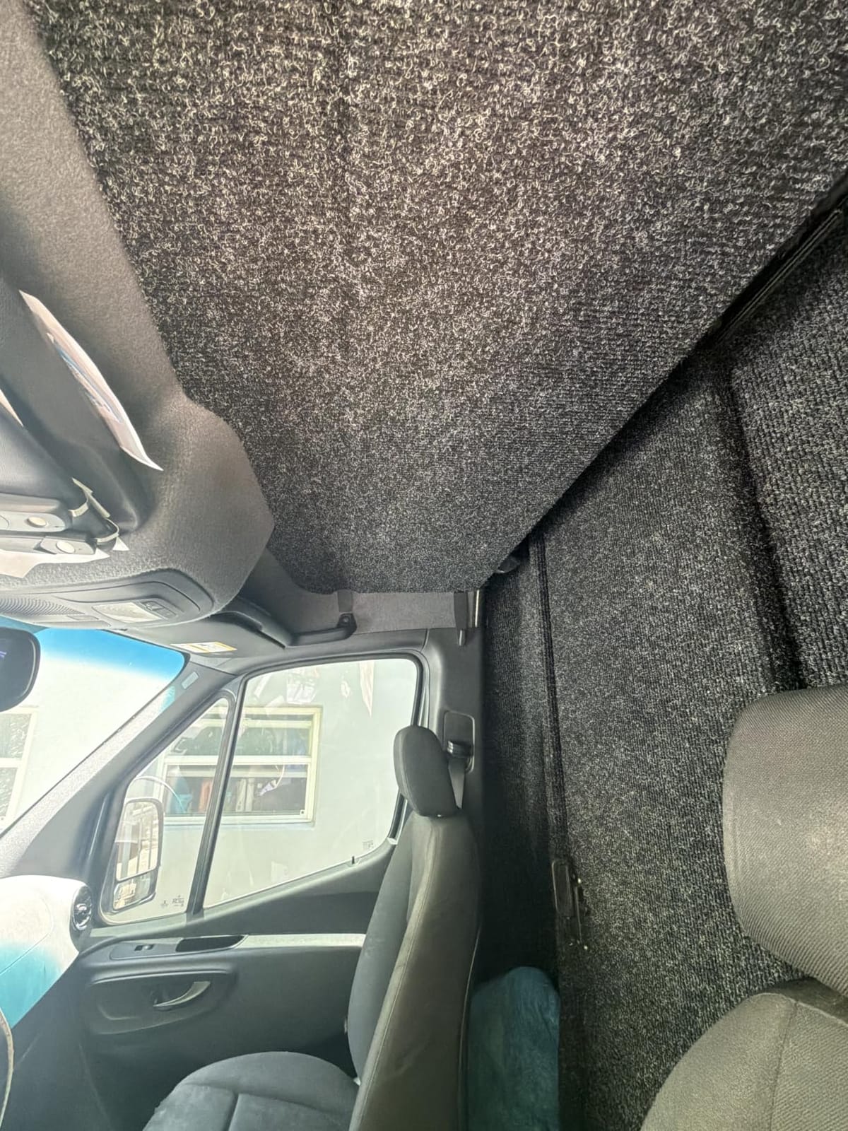 Aluminum Van Headliner Shelf for Mercedes Sprinter 2019 to 2025 | LED Strip Lights, Aluminum Alloy, 110 lbs Capacity, Carpet Liner, Curtain Rod Included, No Drill Installation customer photo 1