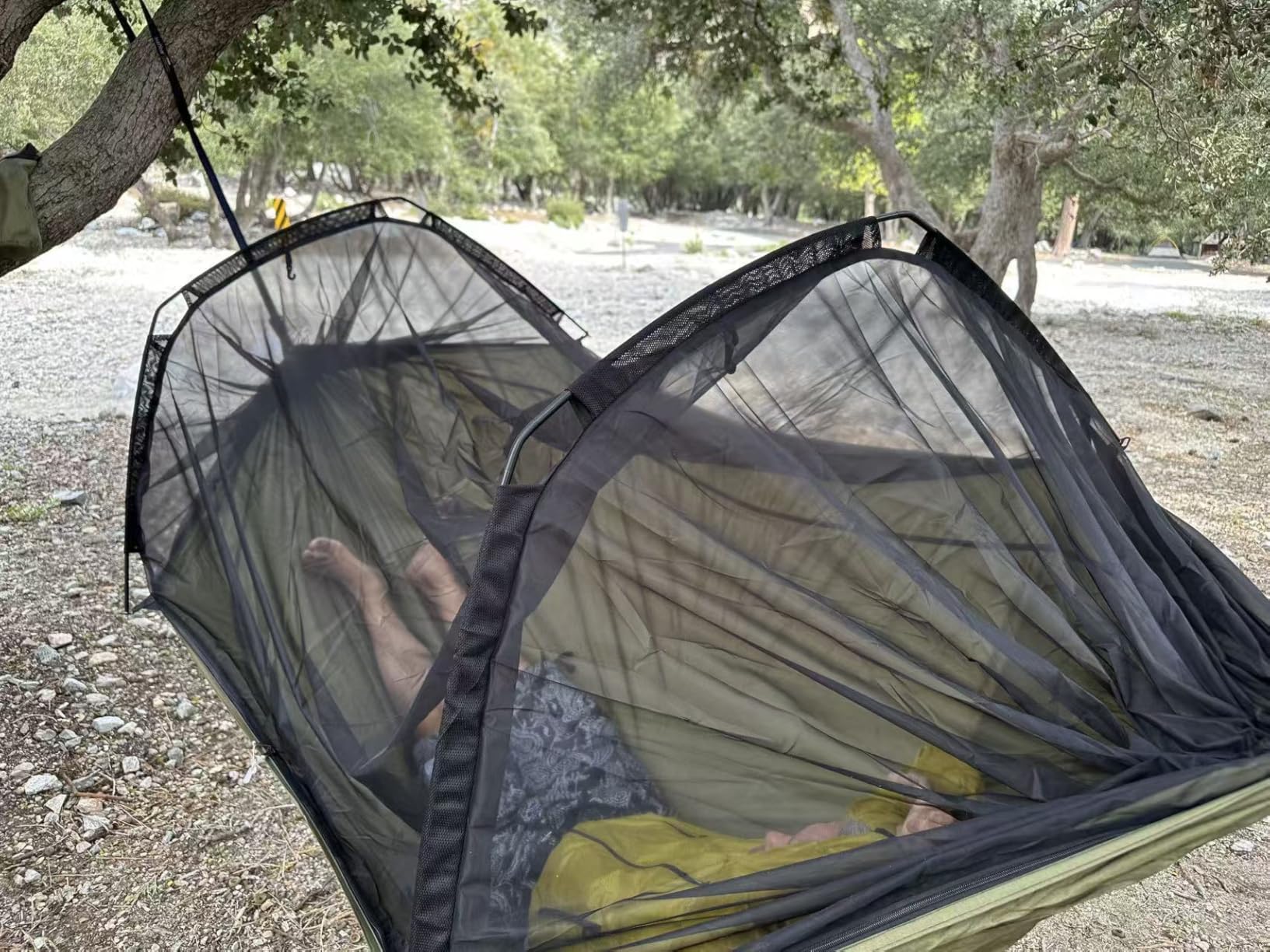 Sunyear Camping Hammock Tent - Portable Hammocks with Mosquito Net (Single/Double, 500lbs Capacity) - Spacious & Anti-Rollover Design with 2 Tree Straps for Hiking, Backpacking, Indoor/Outdoor Use customer photo 1