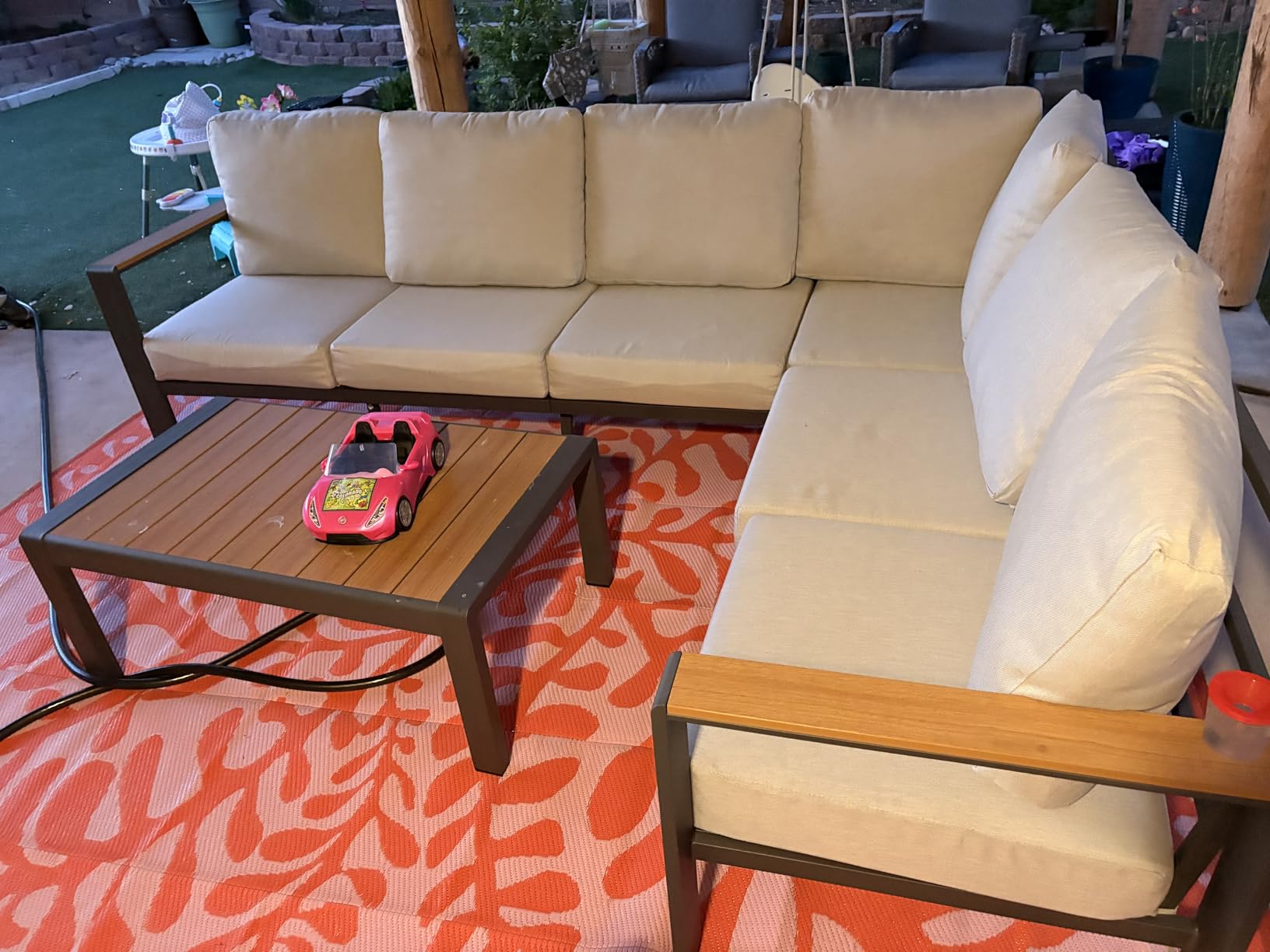 Aluminum Outdoor Patio Furniture Set 8 Seats, Outdoor Sectional Corner Sofa, Patio Conversation Set with Coffee Table & Washable Cushions, Furniture Set for Porch, Balcony, Deck, Graphite customer photo 2