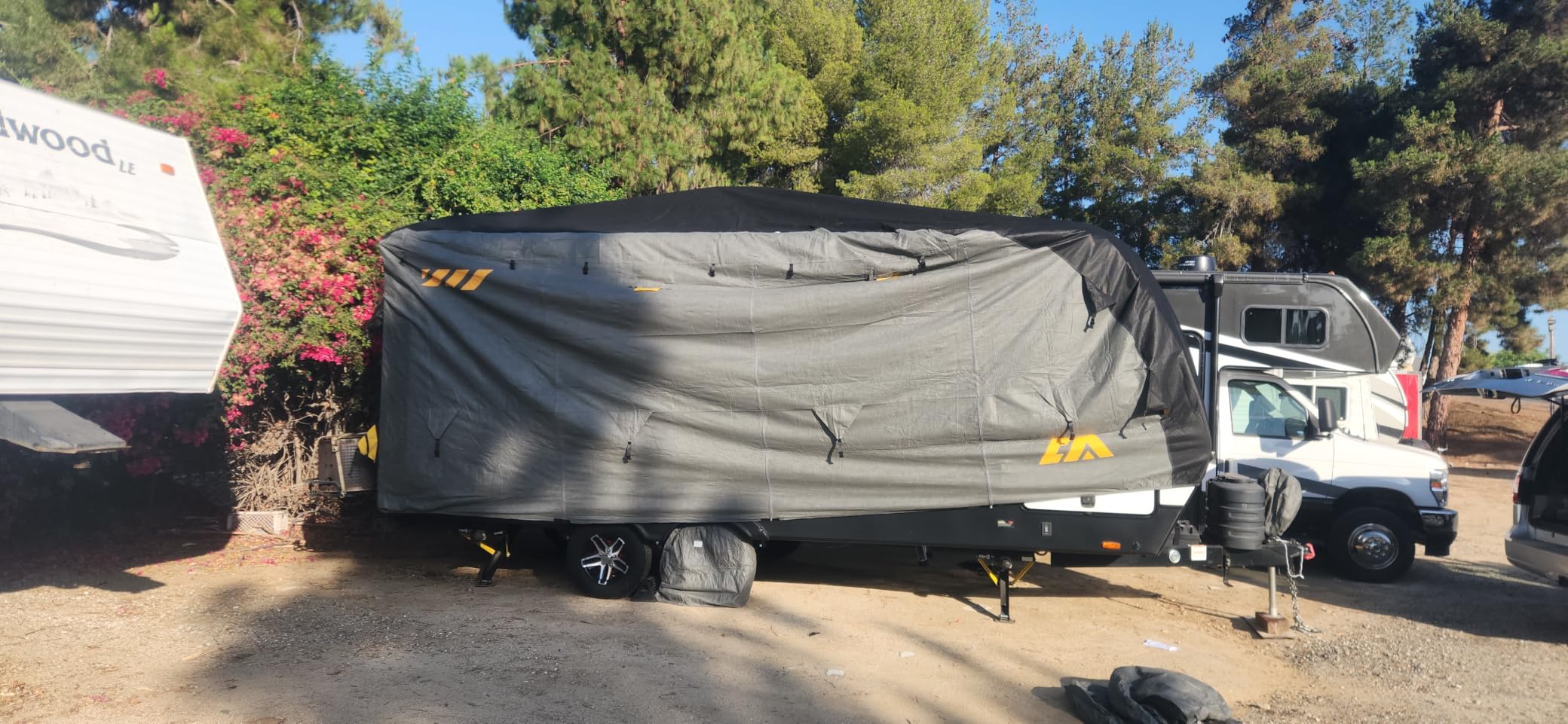CAMMOO RV Cover for 27-30ft Travel Trailer | 9 Layer 180g Heavy Duty, Snowproof Waterproof Windproof, UV-Resistant All Weather Protection customer photo 1