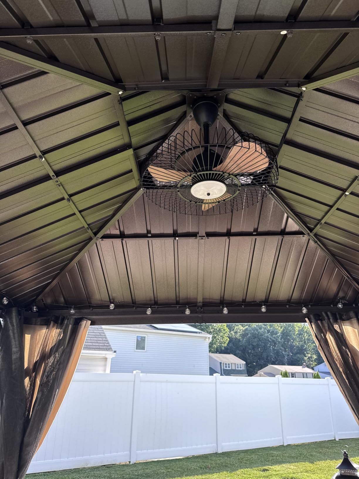 PURPLE LEAF Outdoor Hardtop Gazebo 10' x 10' with LED Galvanized Steel | Double Roof, Cooler Shade, Yarn-Dyed Curtain, Color Lasts, 3.93 Frame, Stronger Support, Anchored Base, Holds Firm, Bronze customer photo 2