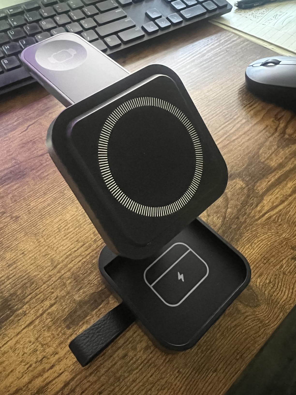 3 in 1 Wireless Charging Station for Apple Devices, Magnetic Foldable Travel Fast Charger Stand Compatible with MagSafe for iPhone Air/17/16/15/14/13/12 Series, Apple Watch & AirPods Pro/4/3/2-Black customer photo 1