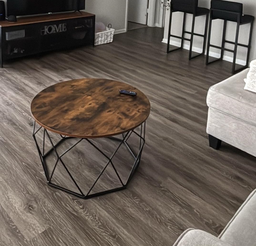 VASAGLE Round Coffee Table, 31.5-Inch Center Table, Tapered Legs | Curved Transitions, Easy to Assemble, for Living Room, Honey Brown, MAEZO Collection ULCT251KB01S customer photo 1