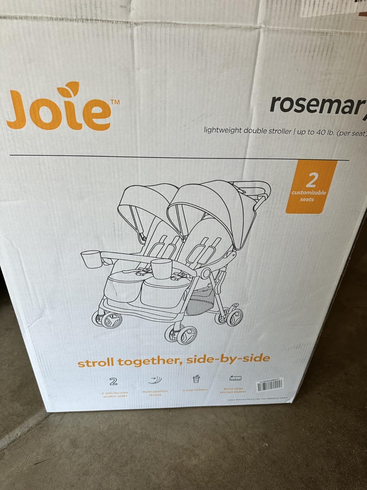 Joie Baby Rosemary Side-by-Side Double Stroller - Lightweight, Compact | Stroller for Twins or Siblings. 3 Cup Holders, UPF 50+ Canopy, Easy One-Hand Compact Fold. customer photo 1