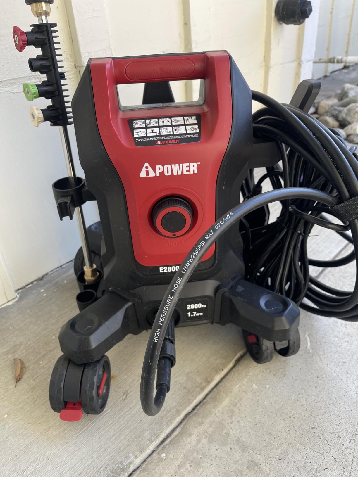 A-iPower Electric Pressure Washer 2800 Max PSI 1.7 Max GPM Follow Me | Power Washer with Anti-Tipping Design QC Turbo Nozzle Soap Dispense for Fence Driveway Patio Cars Home Cleaning E2800-FM Red customer photo 1