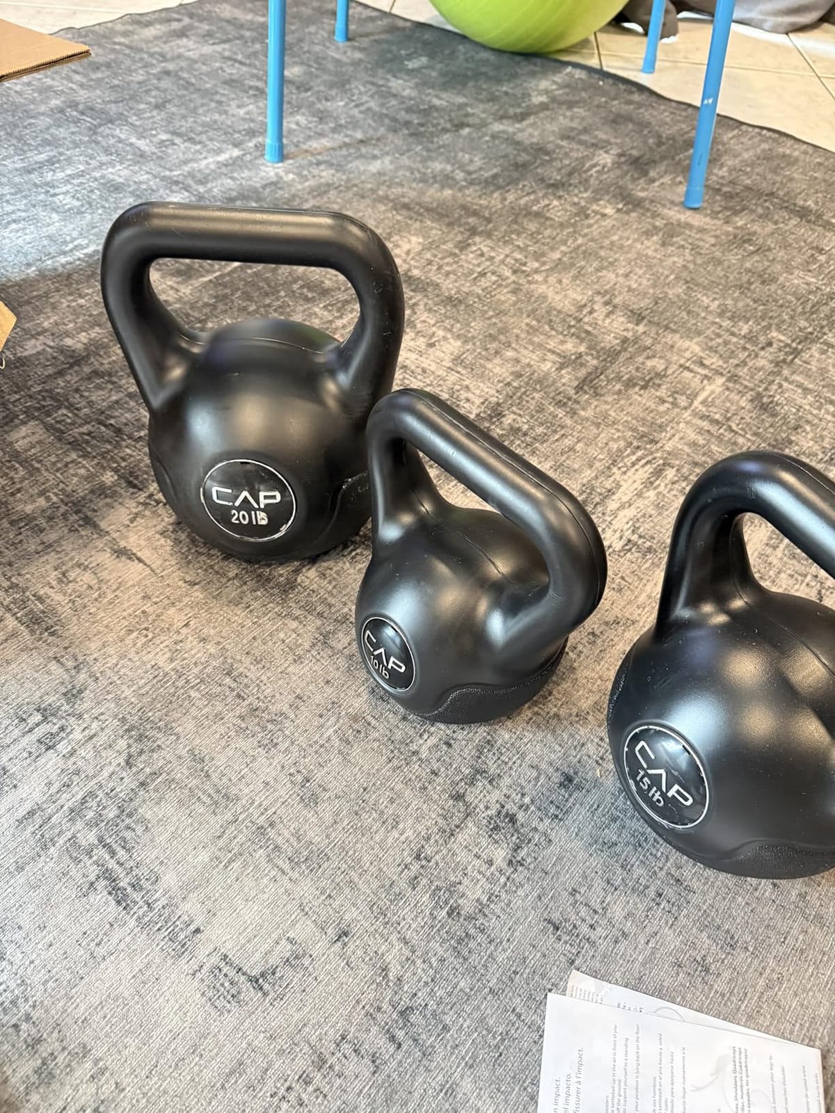 CAP Barbell 45 LB Cement Kettlebell Set - 10 lb, 15 lb & 20 lb customer photo 1