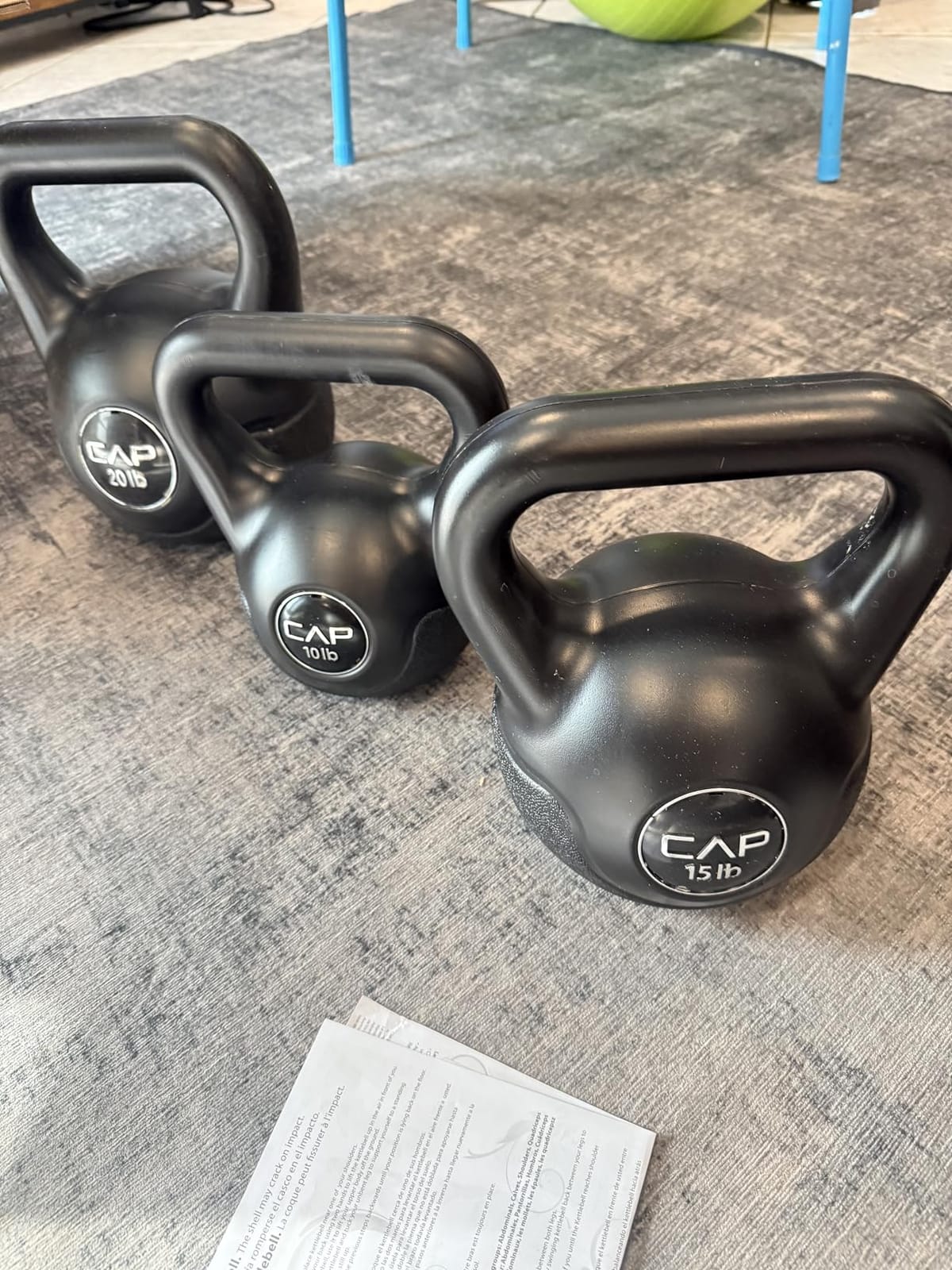 CAP Barbell 45 LB Cement Kettlebell Set - 10 lb, 15 lb & 20 lb customer photo 2