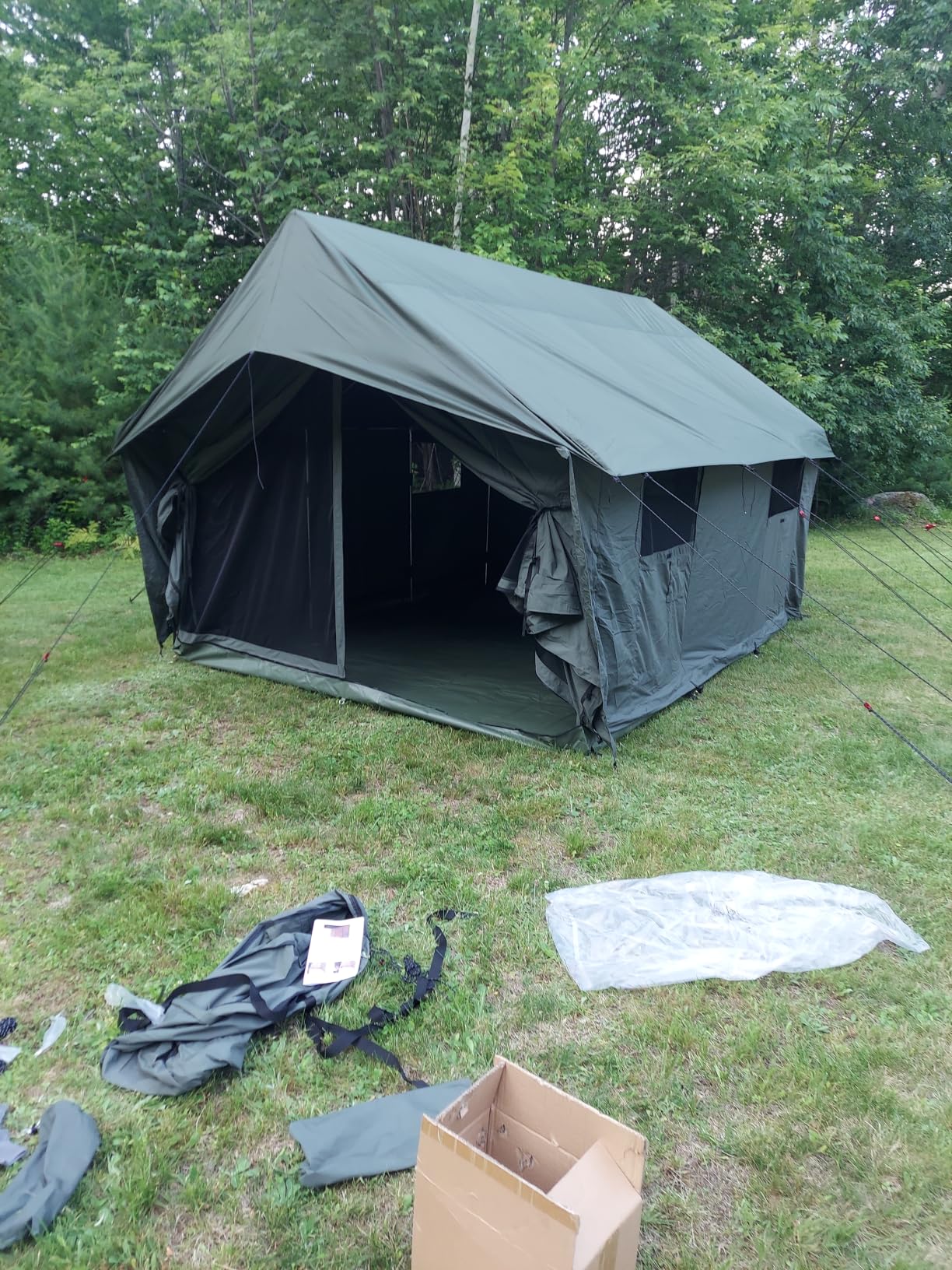 Cotton Canvas Wall Tent w/Steel Frame PVC Floor Rainfly | Weatherproof 4-Season Tent for Hunting & Family. Spacious, Heavy-Duty Frame, Durable, Weather-Resistant, Wind-Resistant customer photo 2