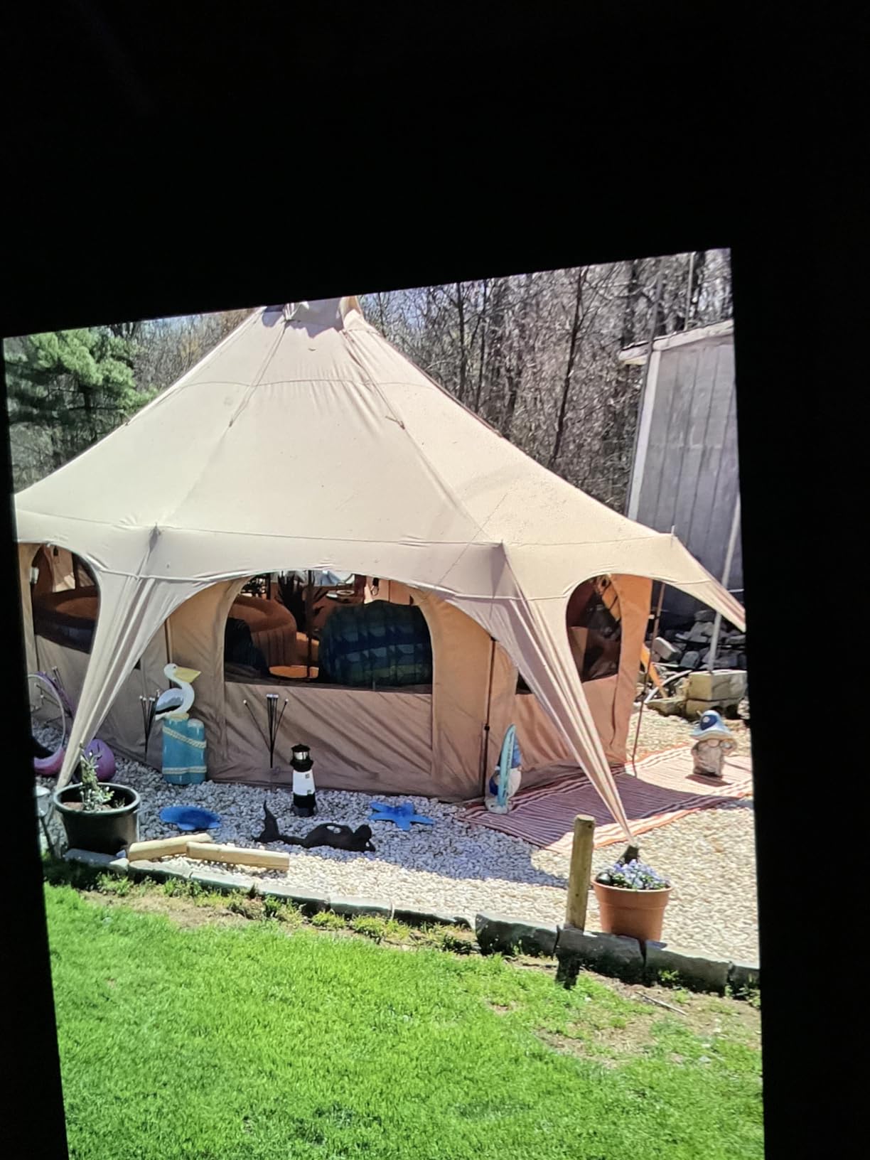 WildFinder 16.5ft Canvas Bell Tent, Large Yurt Tent with Stove Jack for Camping & Glamping, 55