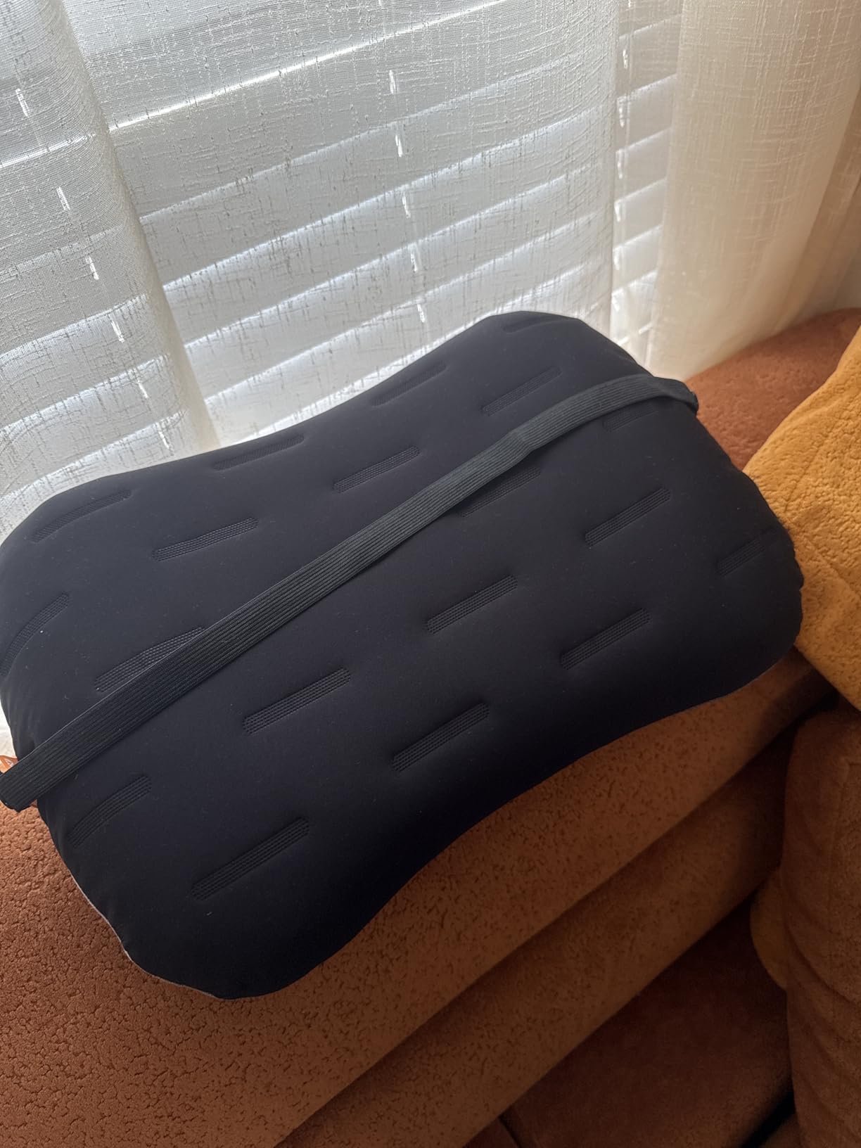 Inflatable Camping Pillow - Ultralight Compact Air Pillow for Travel, Backpacking & Hiking - Ergonomic Neck & Lumbar Support - Portable Inflatable Pillow with Removable Washable Cover - (Grey) customer photo 1
