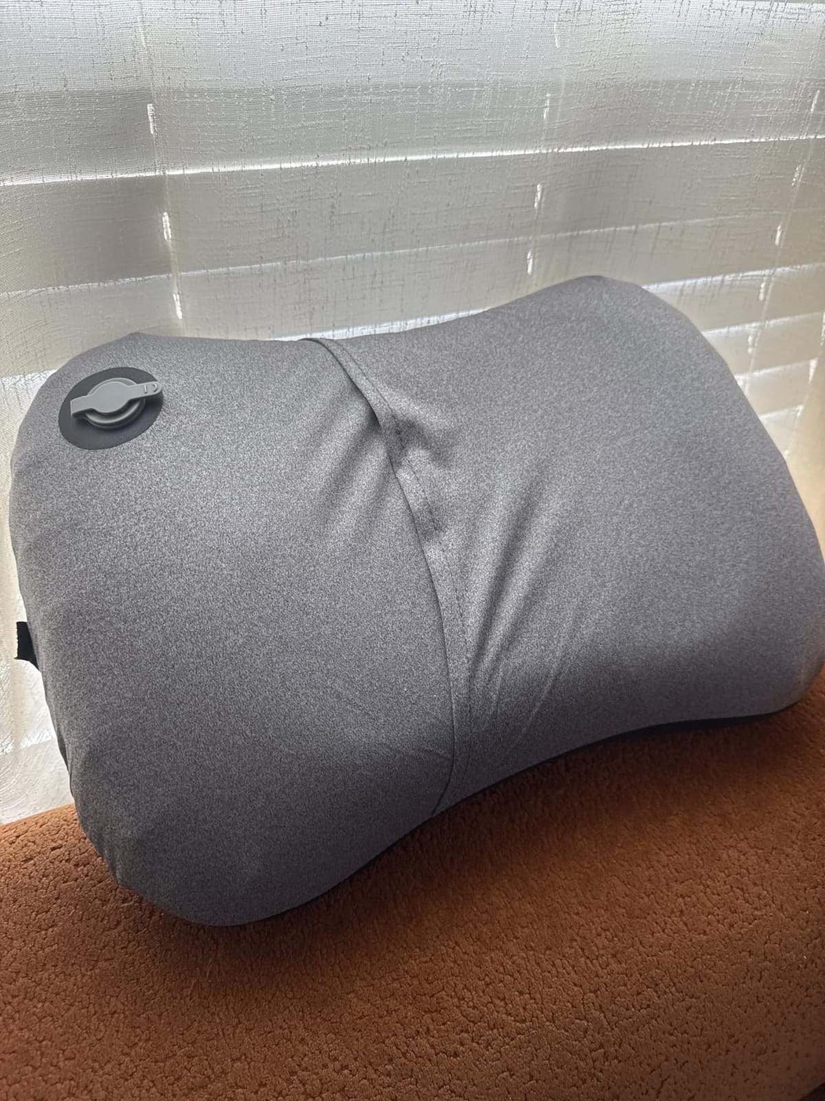 Inflatable Camping Pillow - Ultralight Compact Air Pillow for Travel, Backpacking & Hiking - Ergonomic Neck & Lumbar Support - Portable Inflatable Pillow with Removable Washable Cover - (Grey) customer photo 2