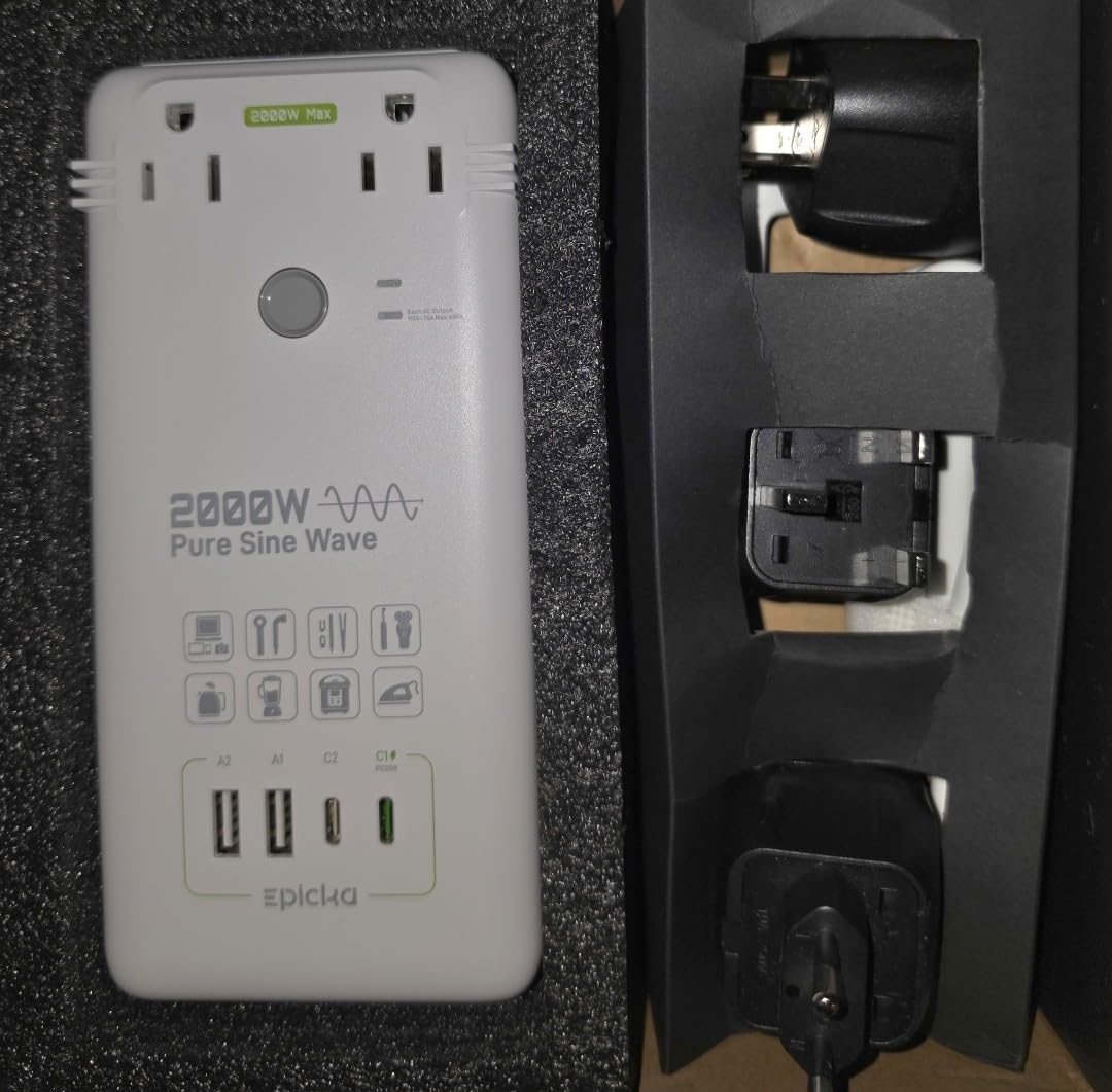 EPICKA 2000W Pure Sine Wave Voltage Converter 220V to 110V - Universal Travel Plug Adapter for EU/UK/AU/JP, 20W PD, 2AC/2USB-A/2USB-C customer photo 1