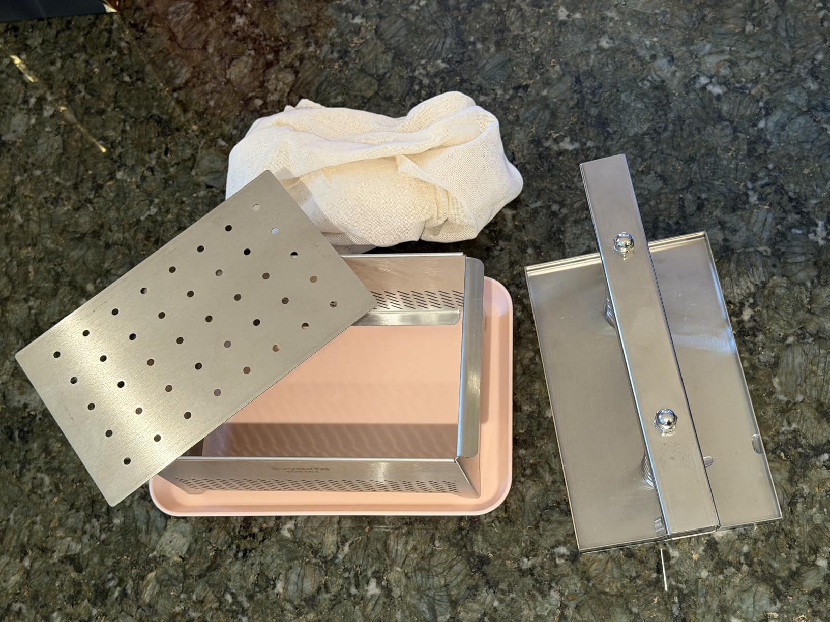 Tofu Press Stainless Steel, 304 Stainless Steel Paneer Maker & Cheese Press with Drip Tray, Adjustable Pressure Tofu Presser for Firm & Extra Firm Tofu, Dishwasher Safe, BPA Free(6.6 * 4.7) customer photo 2